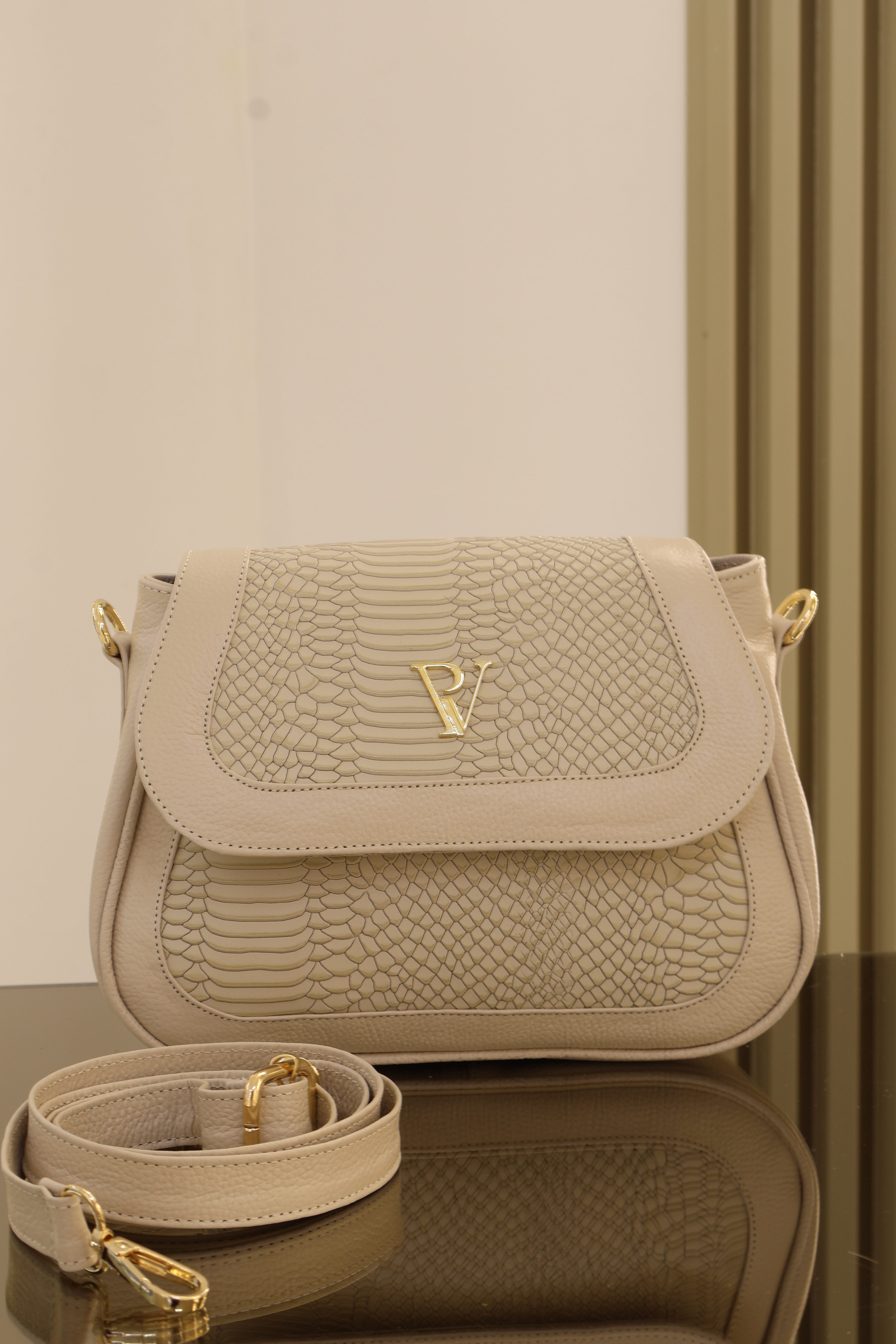 Bolso Siena en cuero Talco
