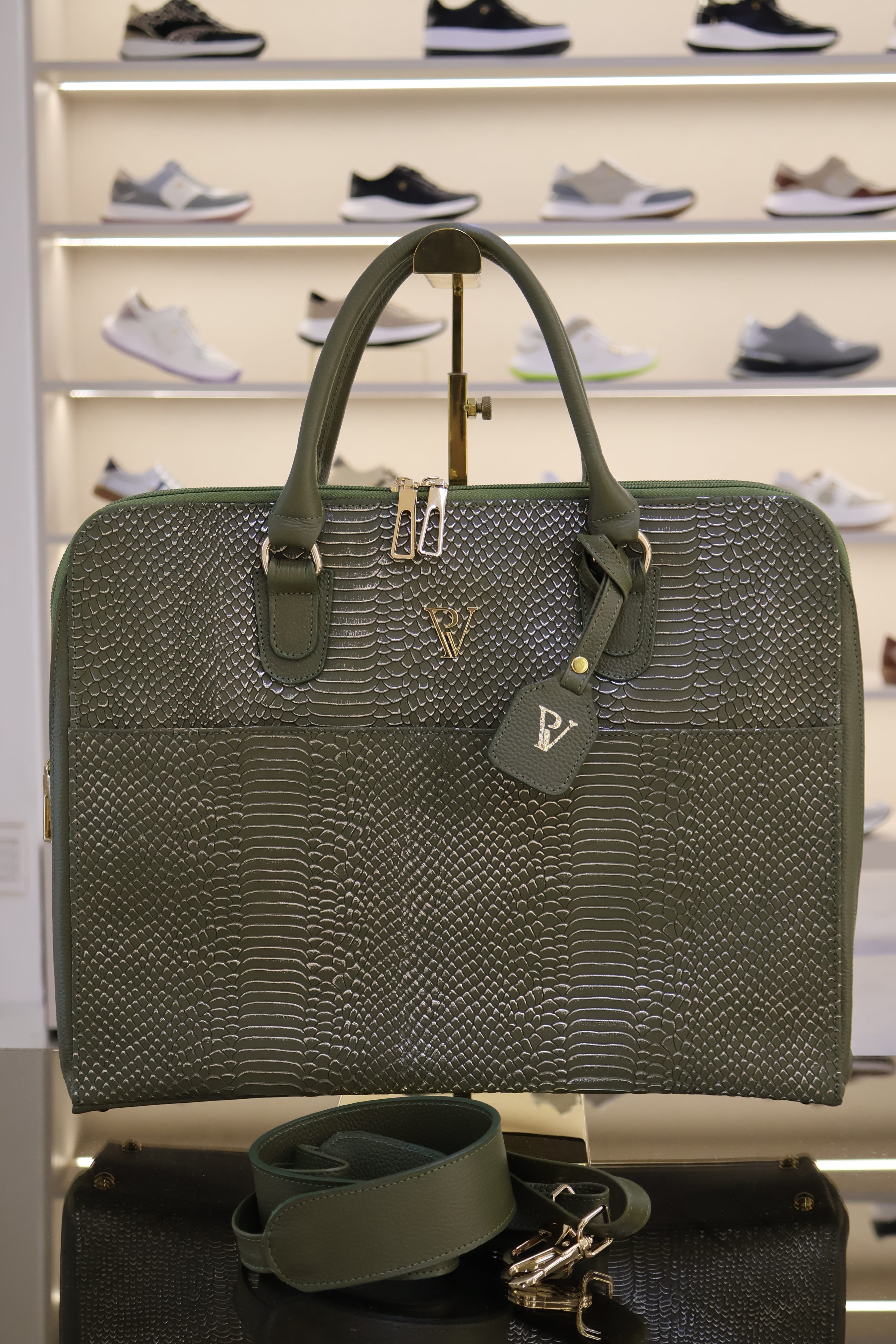 Bolso de cuero ejecutivo verde x folia