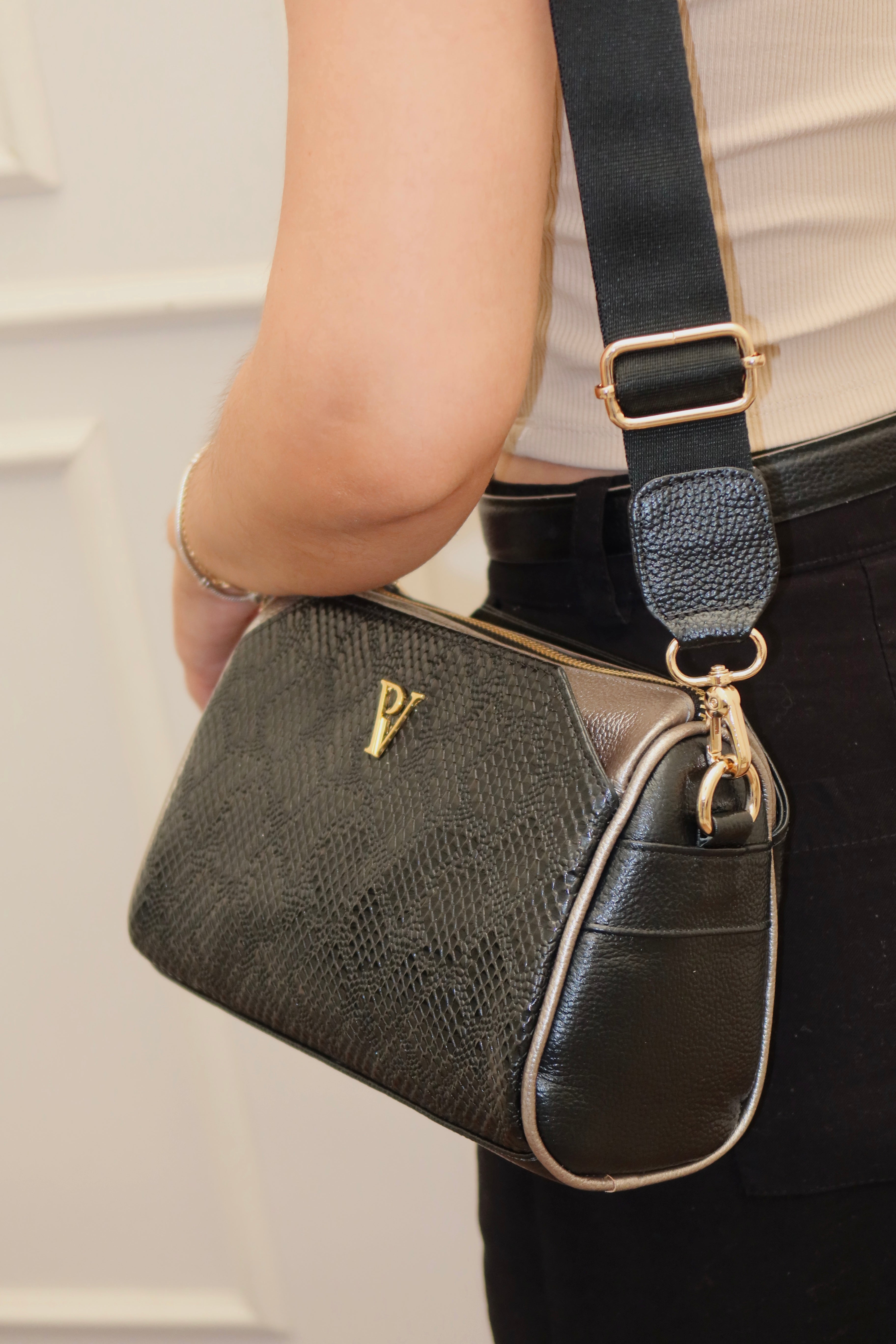 Bolso Tiffany en cuero Negro/Caño Fusil