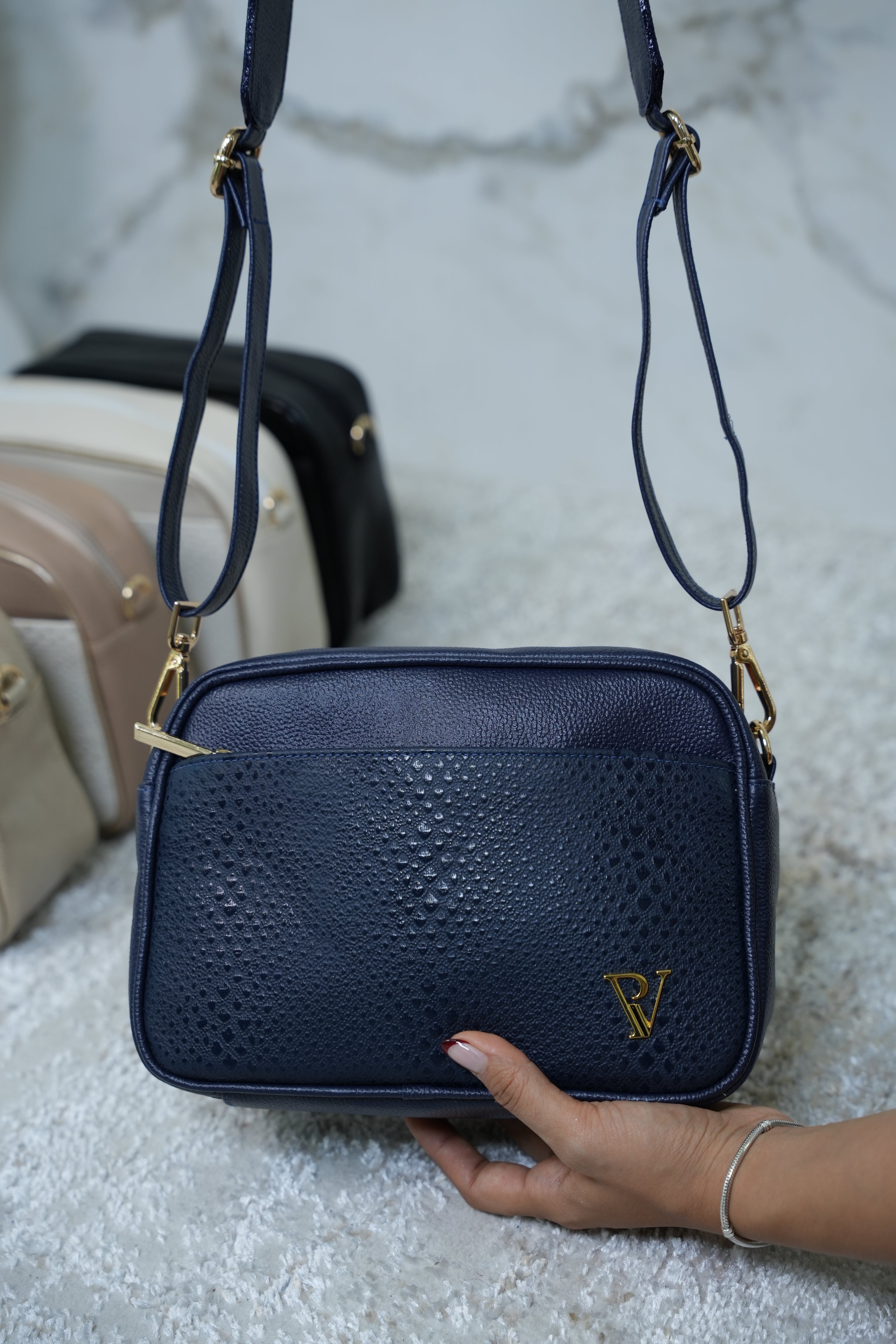 Bolso Emma Azul en Cuero