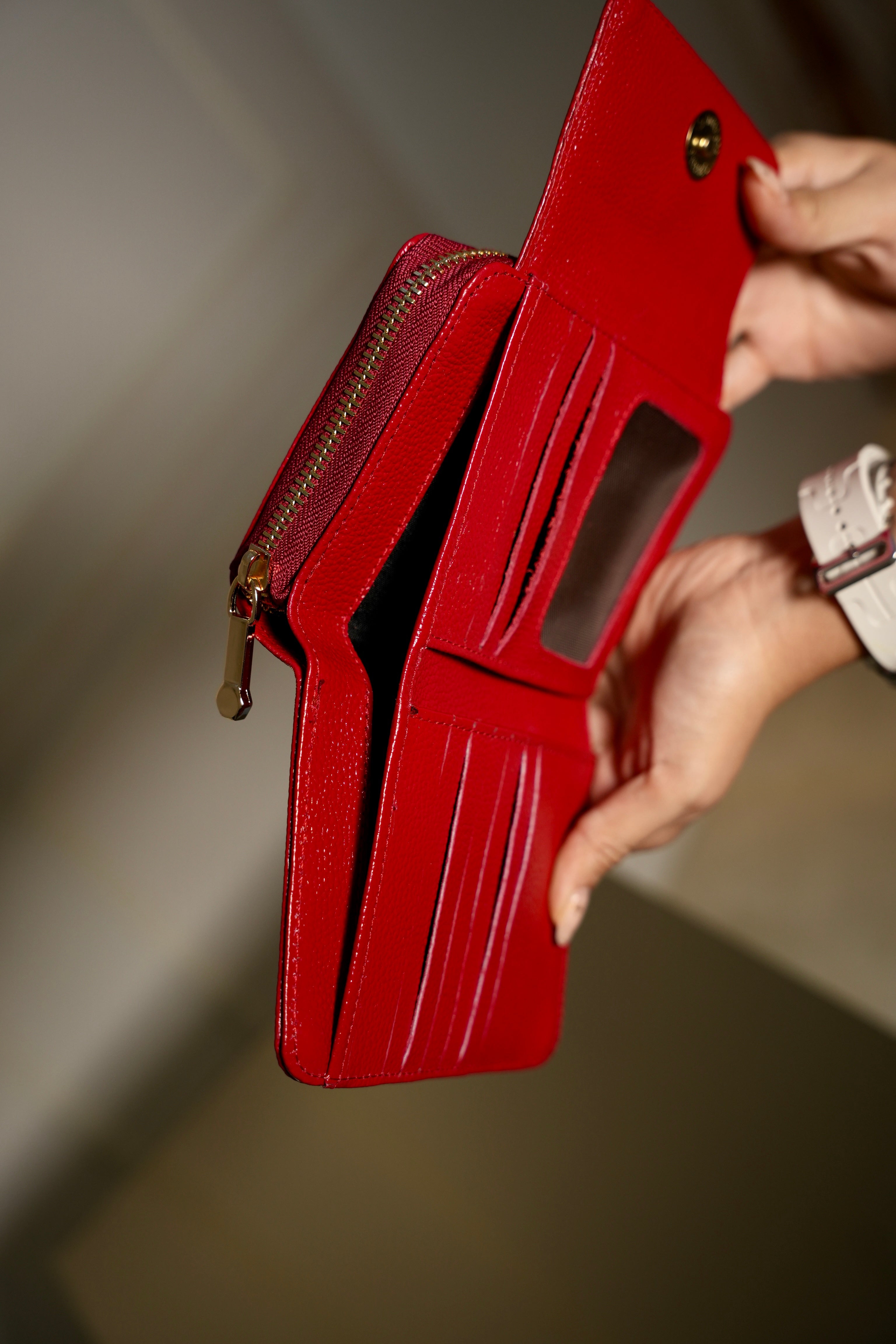 Billetera roja en cuero Leather