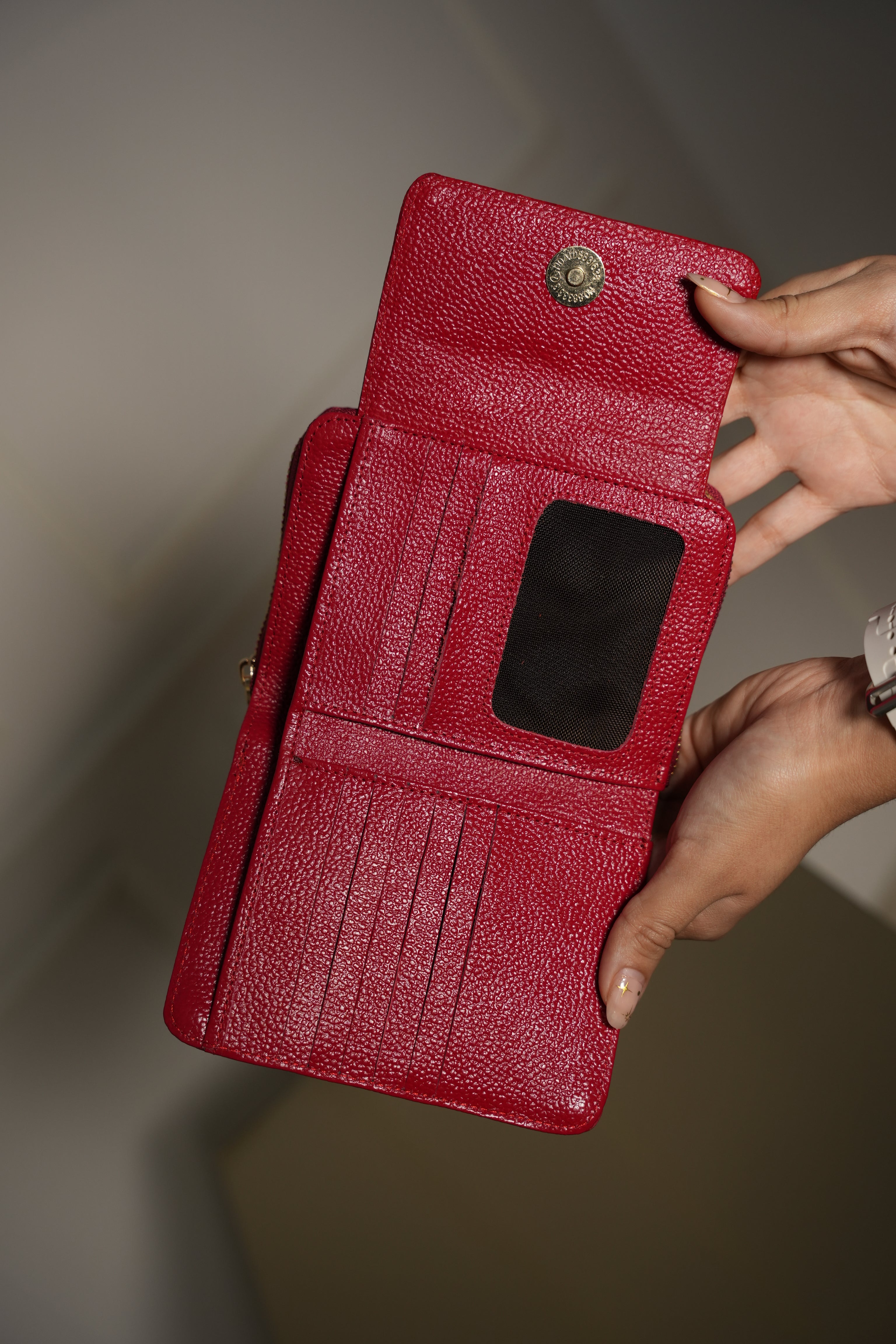 Billetera roja en cuero Leather