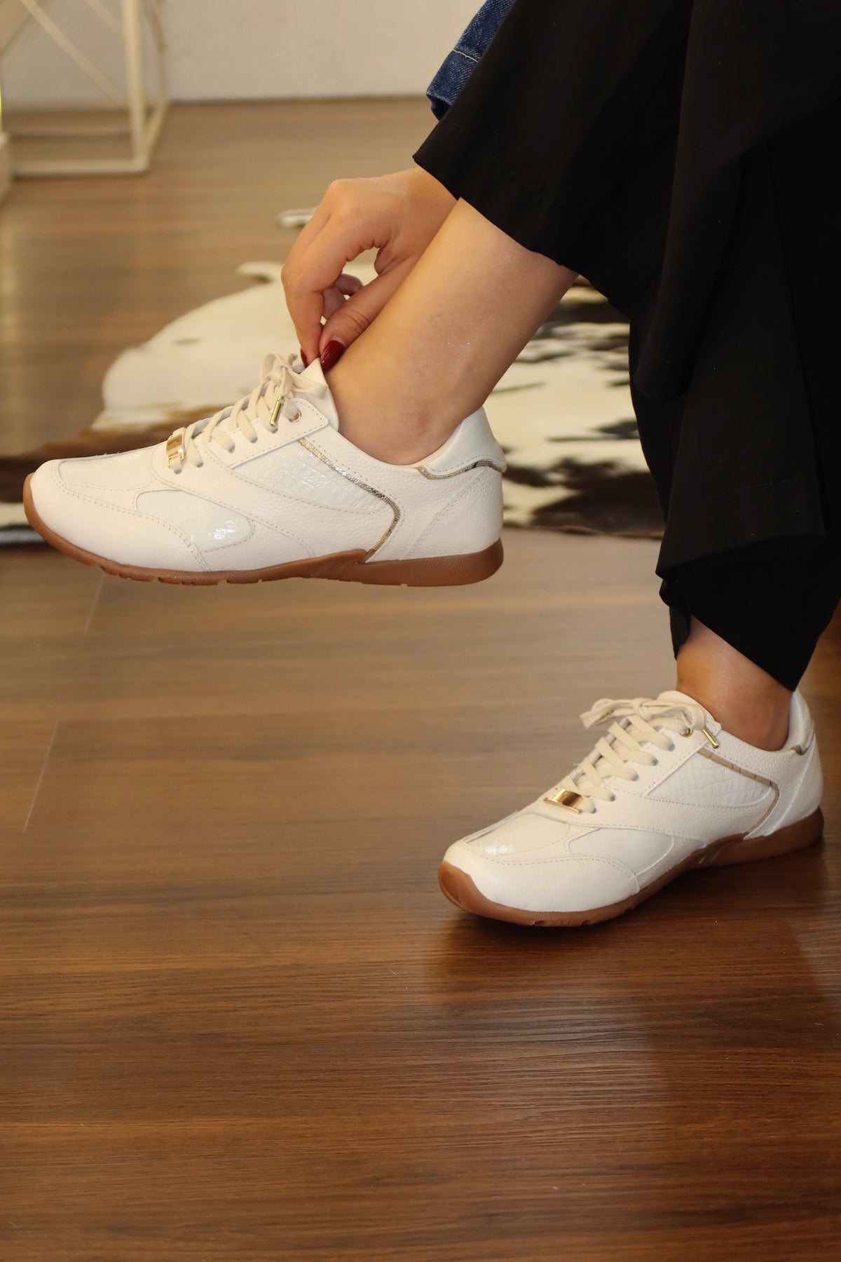 Tenis Boreal Marfil Miu en Cuero - Paula Vélez