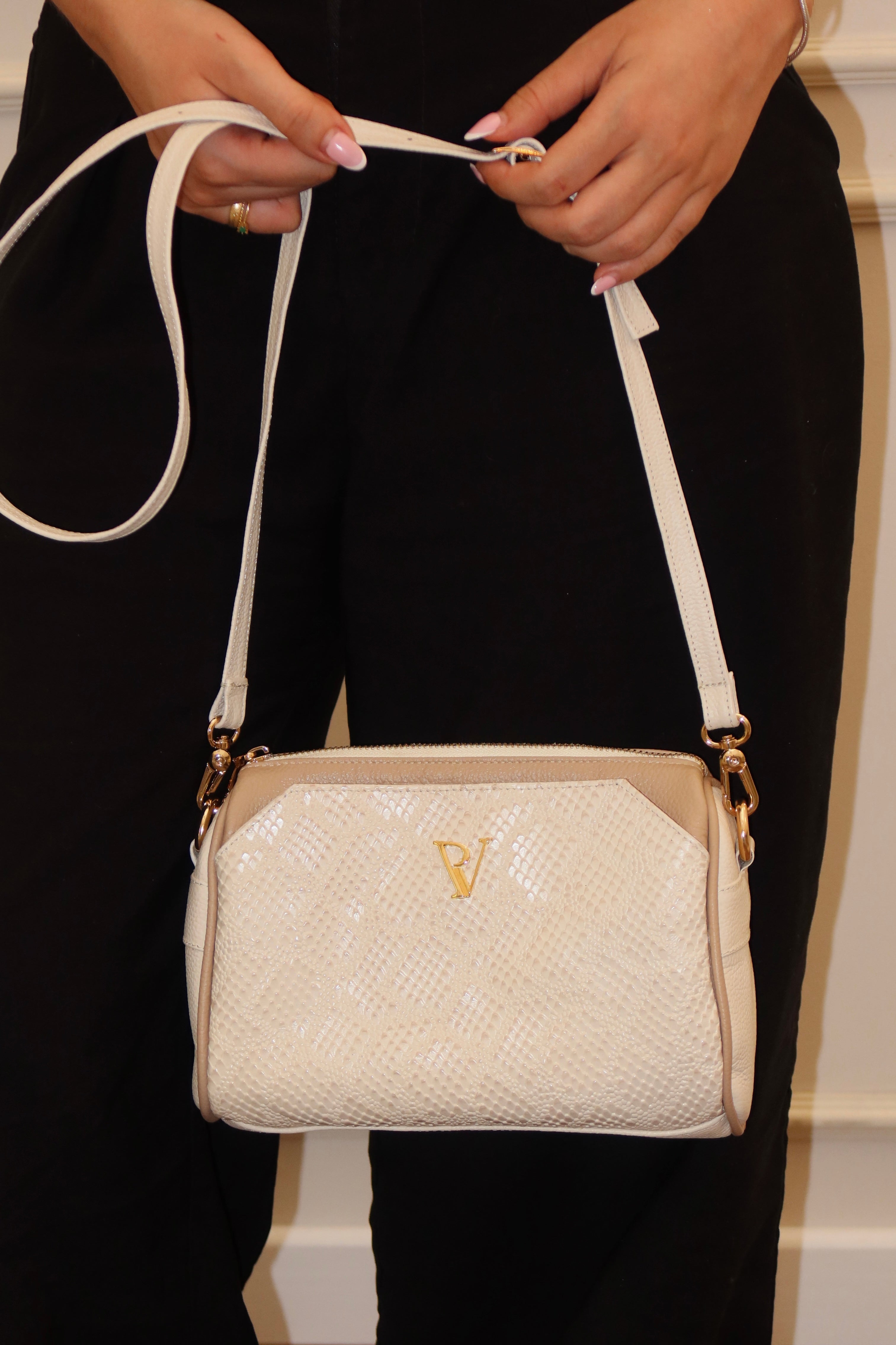 Bolso Tiffany en cuero Avena/Taupe
