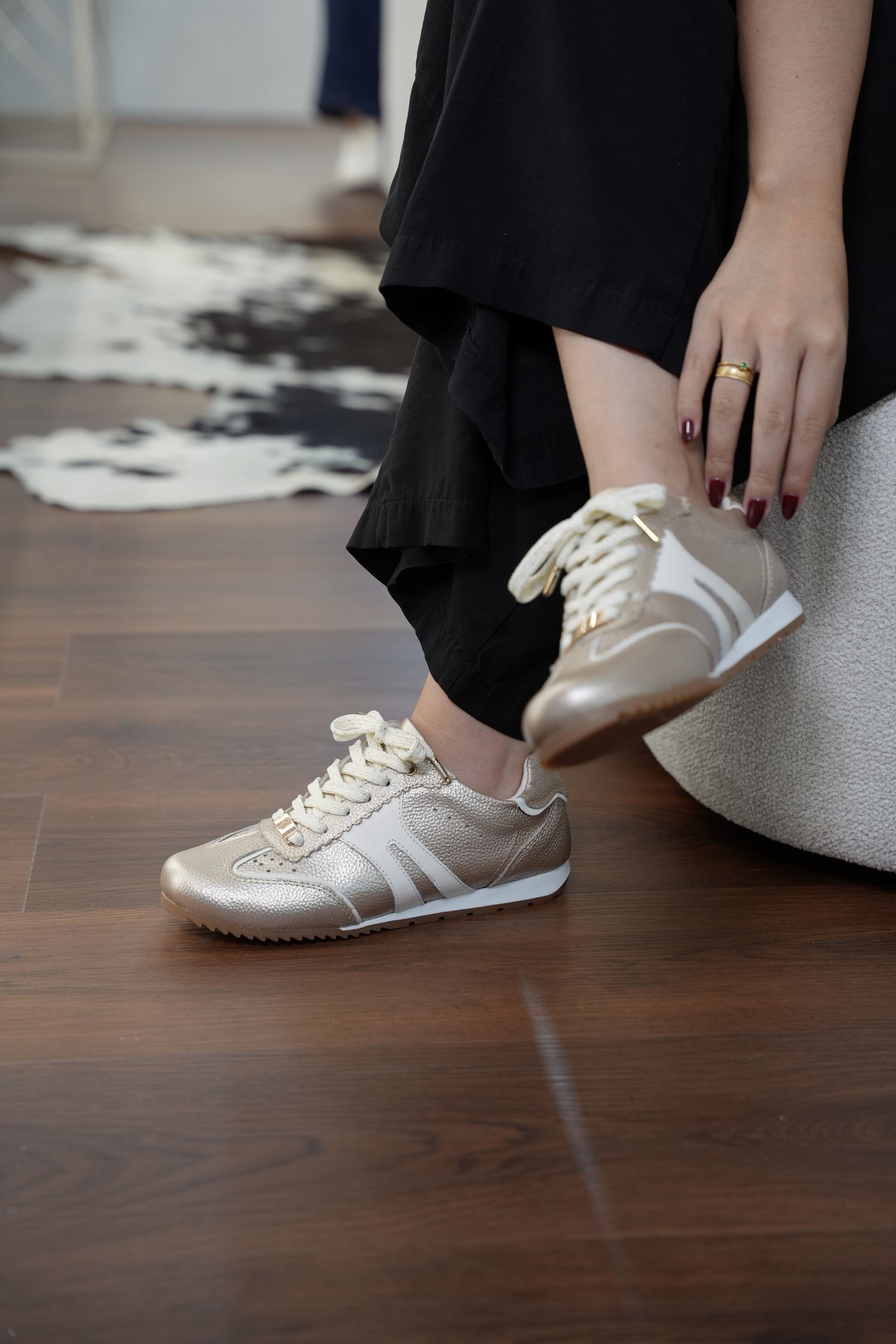 Tenis Emilia en Cuero Oro