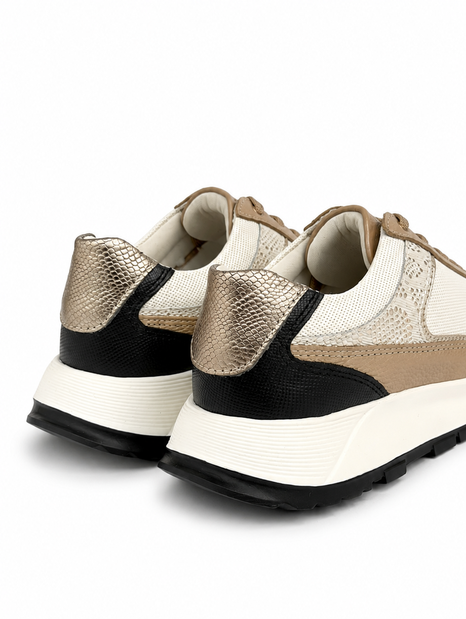 Tenis Romeo Negro Marfil en Cuero