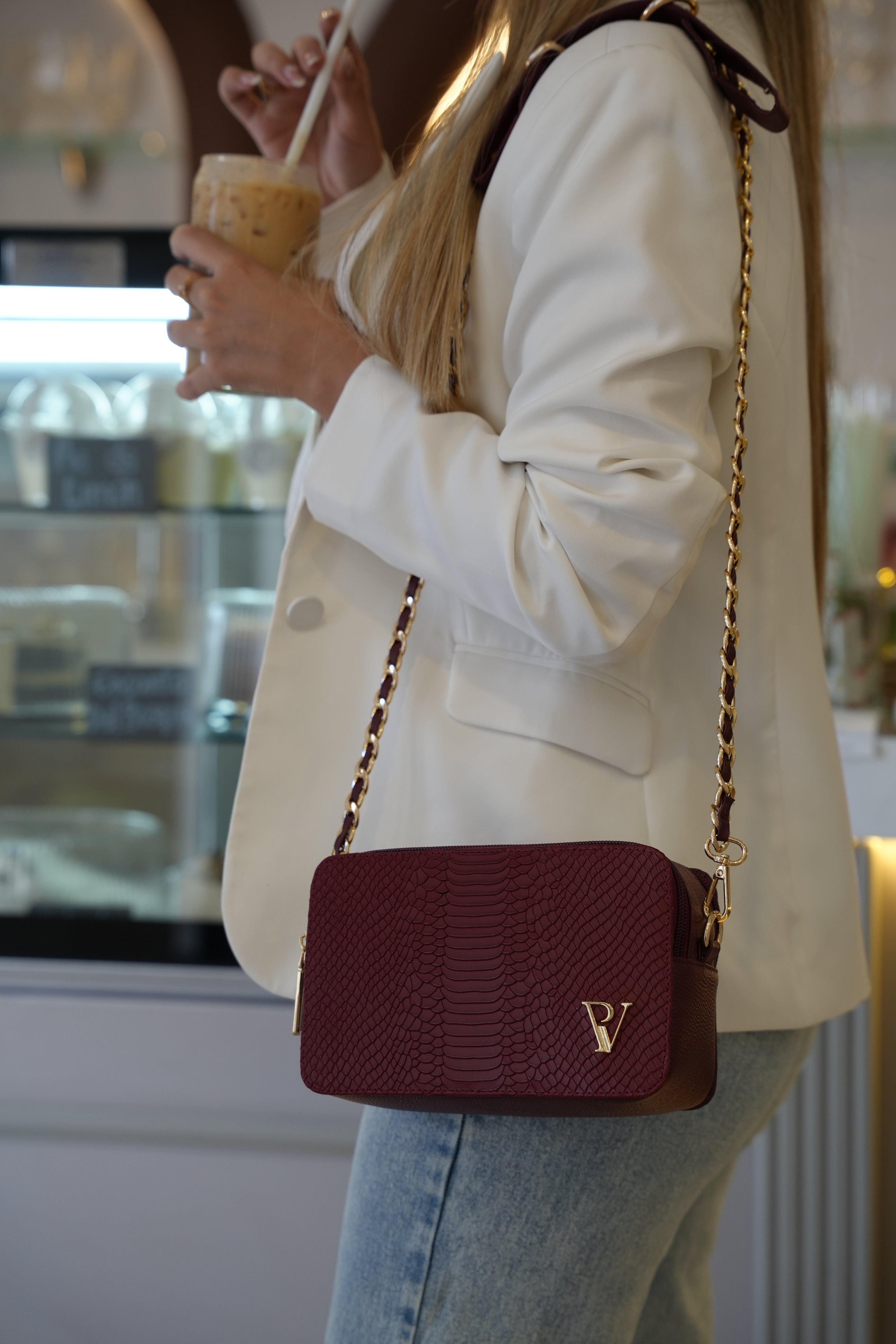 Bolso Emily Borgoña en cuero