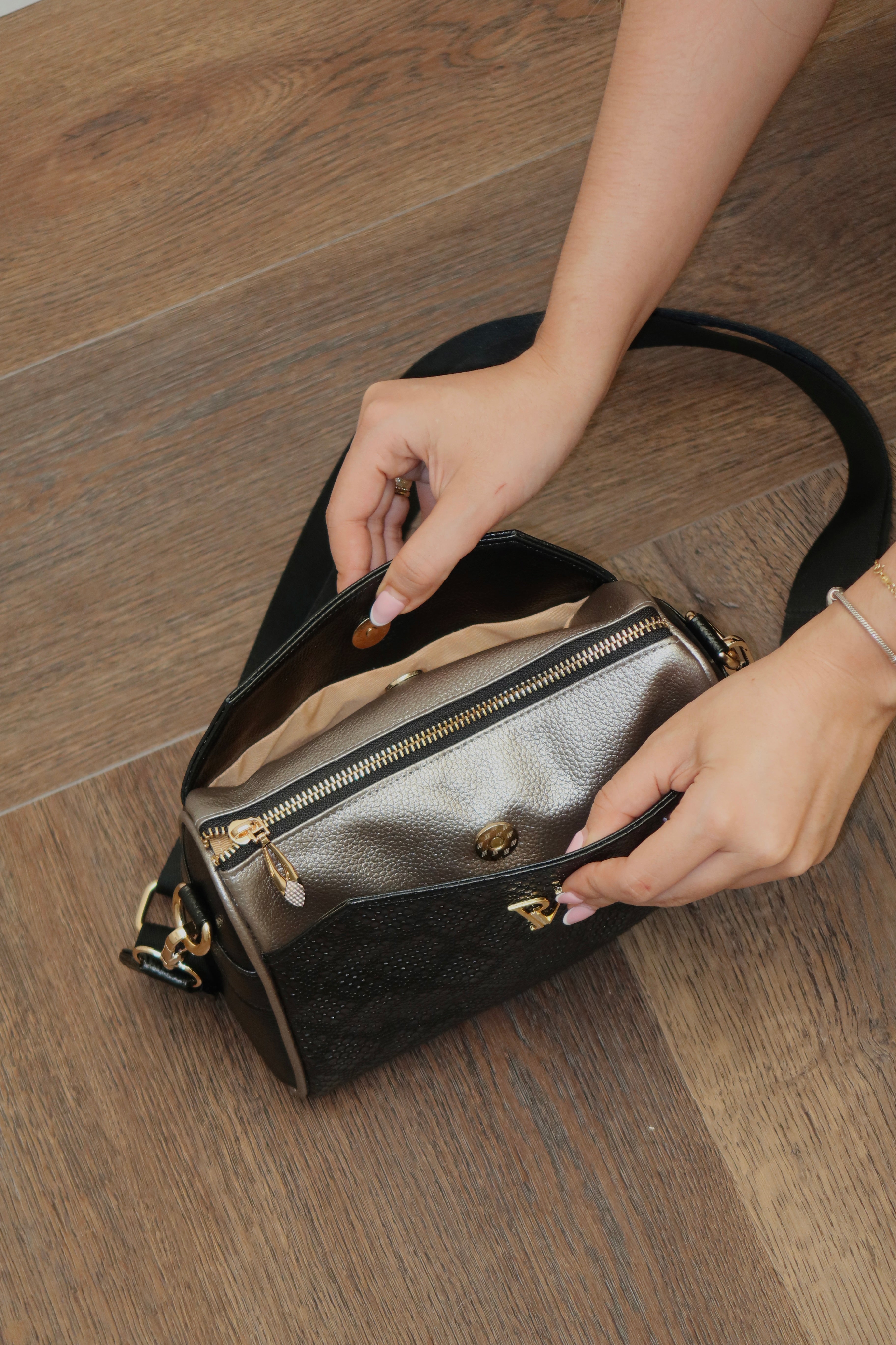 Bolso Tiffany en cuero Negro/Caño Fusil