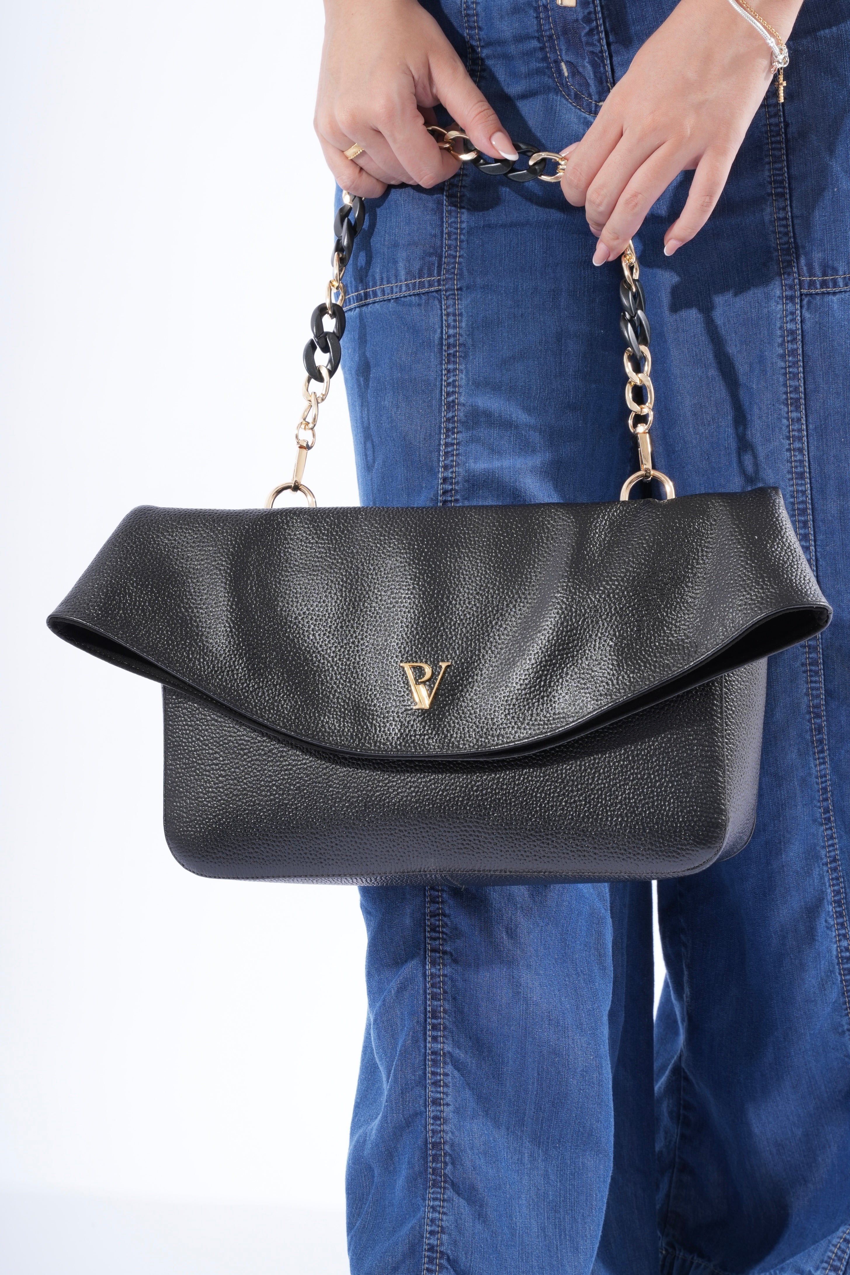bolso en cuero raquel negro
