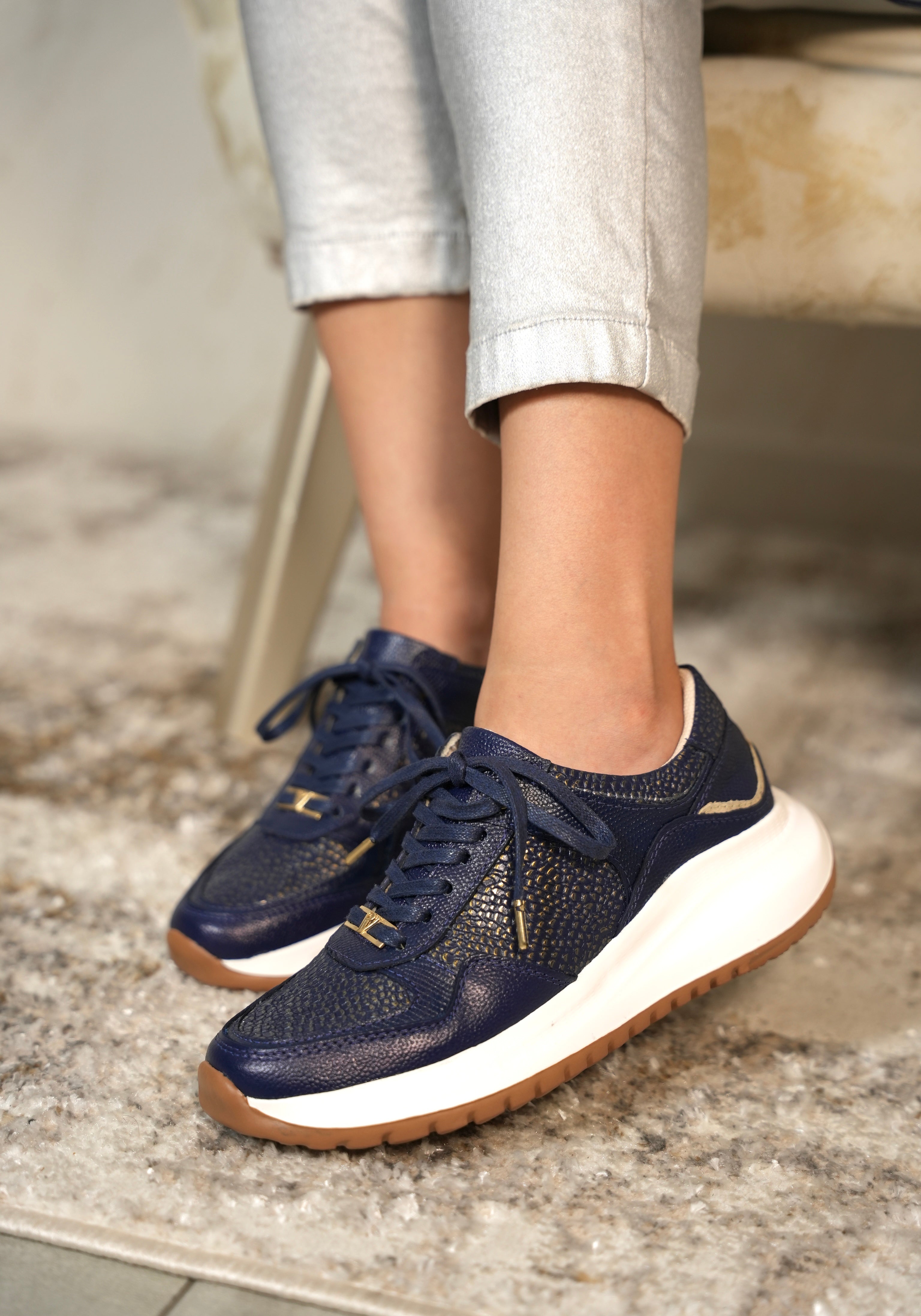 Tenis denver azul en cuero