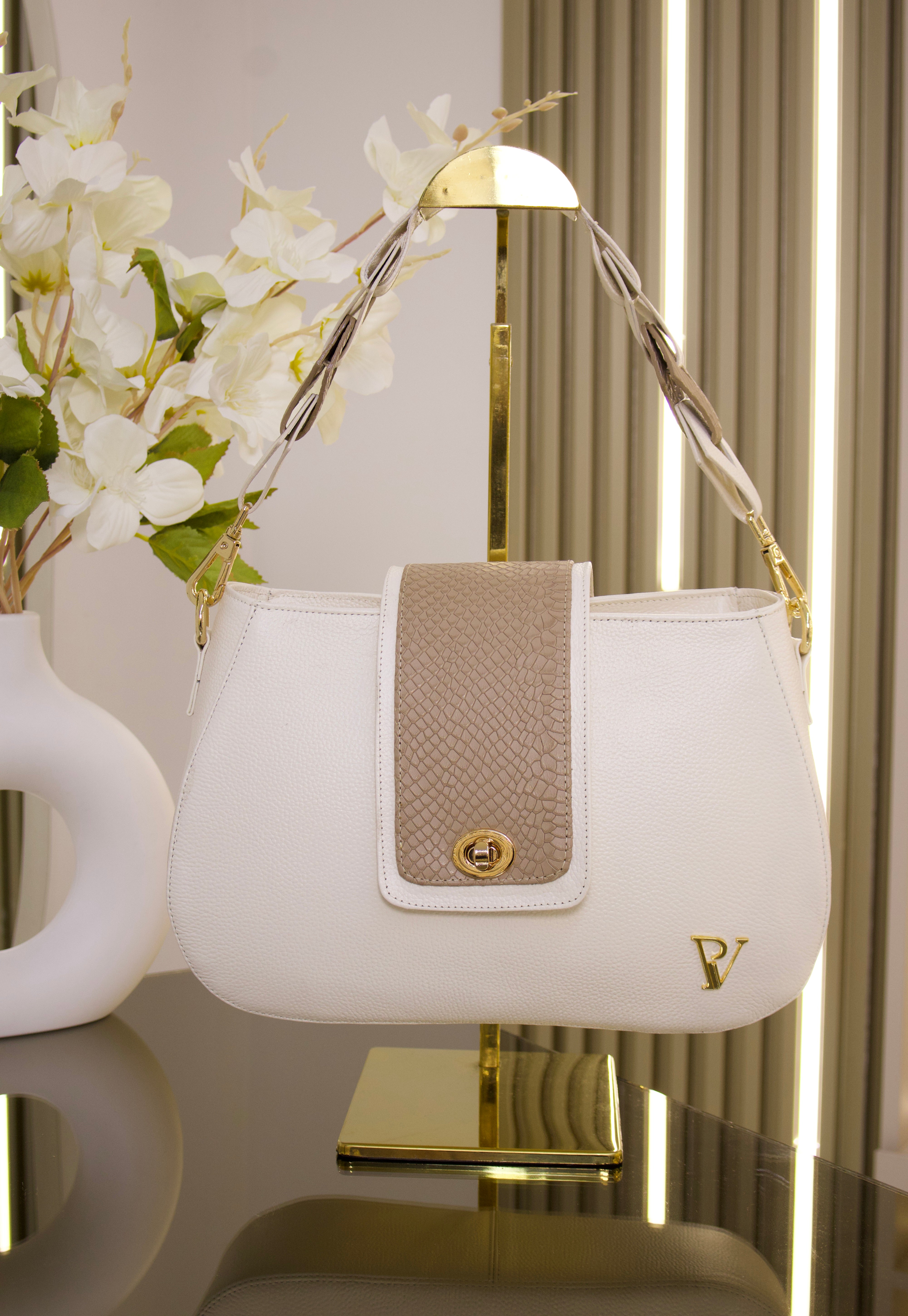 Bolso Toscana talco taupe en cuero