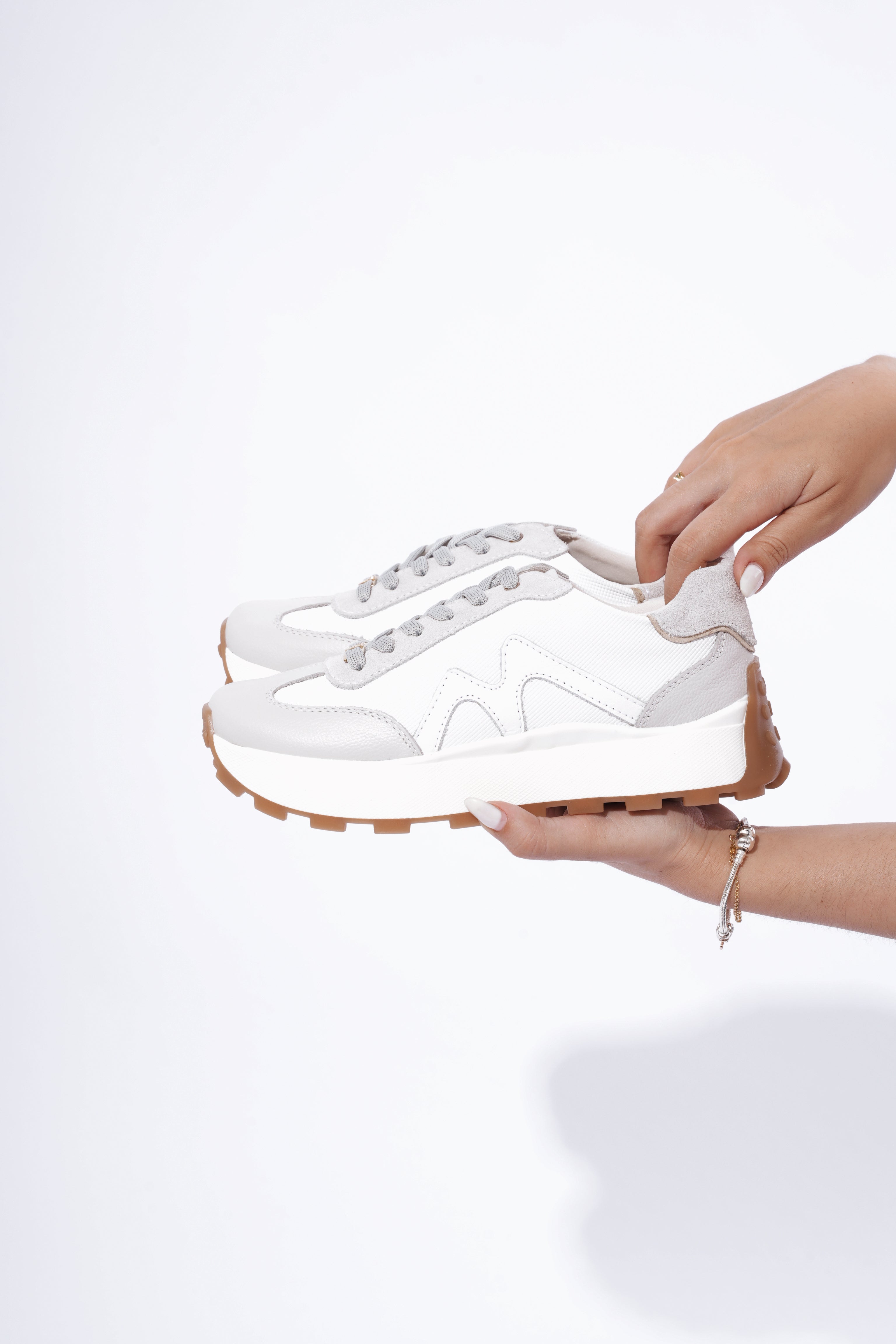 Tenis Milán Blanco Gris Waffle