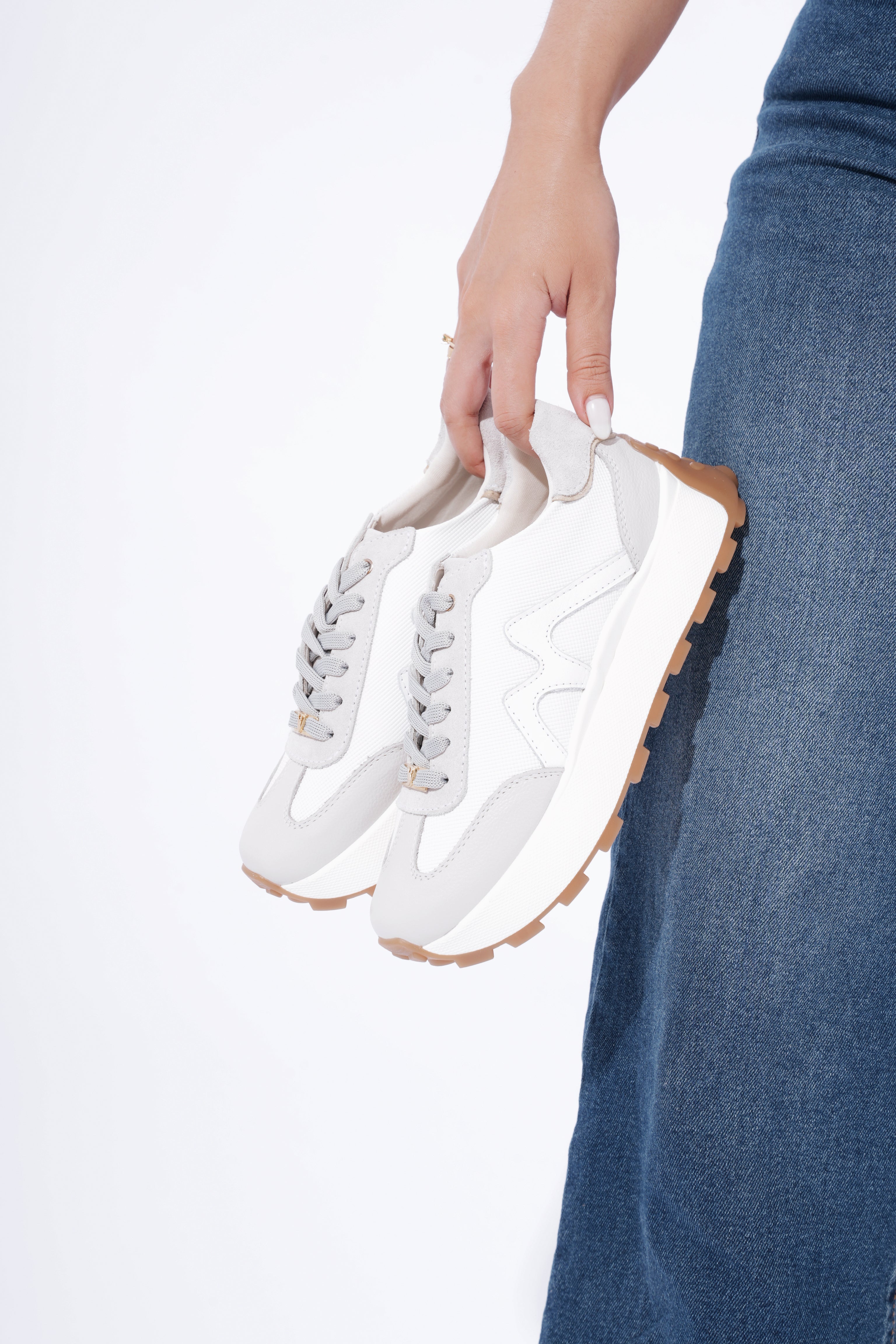 Tenis Milán Blanco Gris Waffle