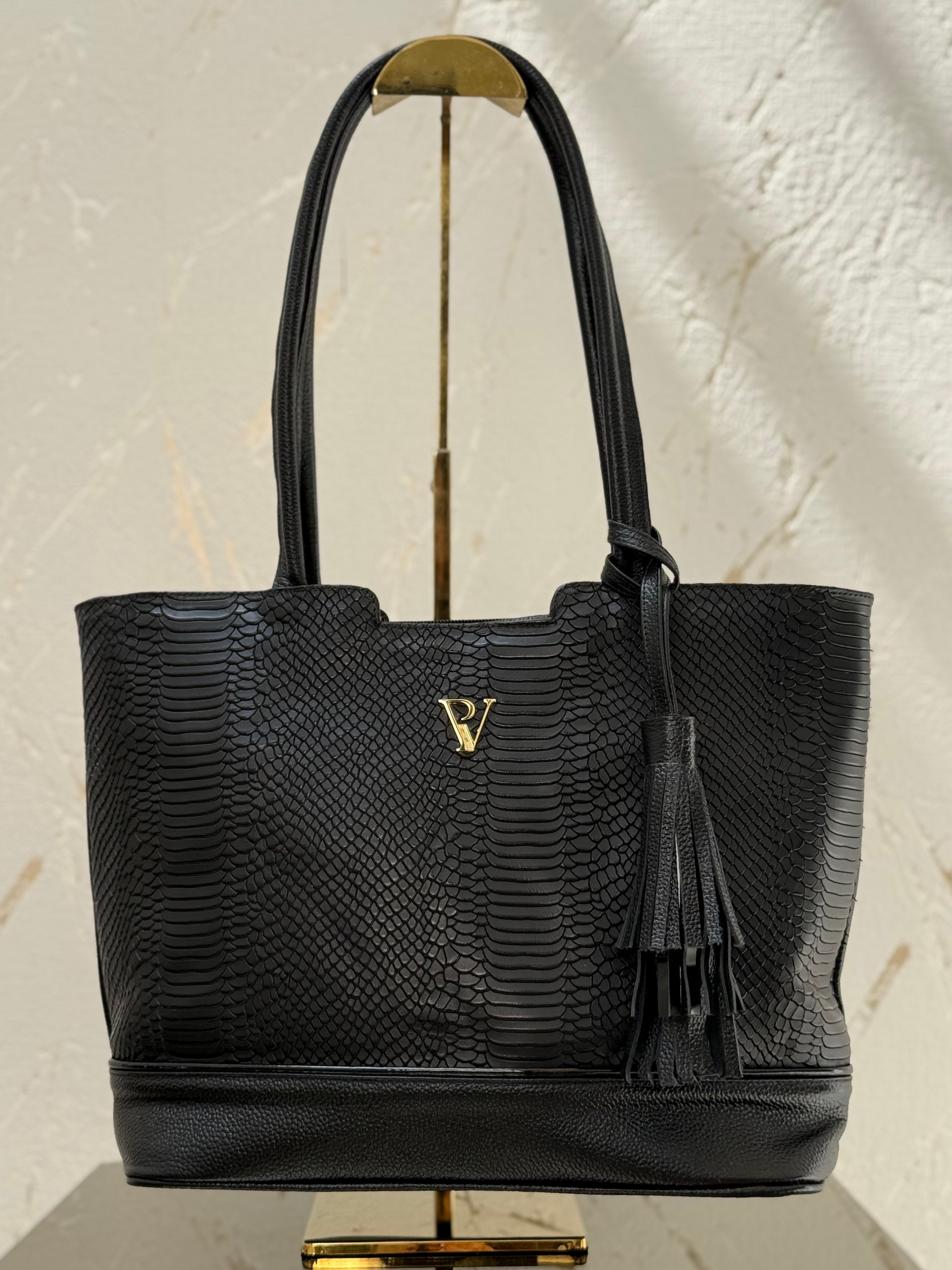 Bolso Grecia Negro en Cuero