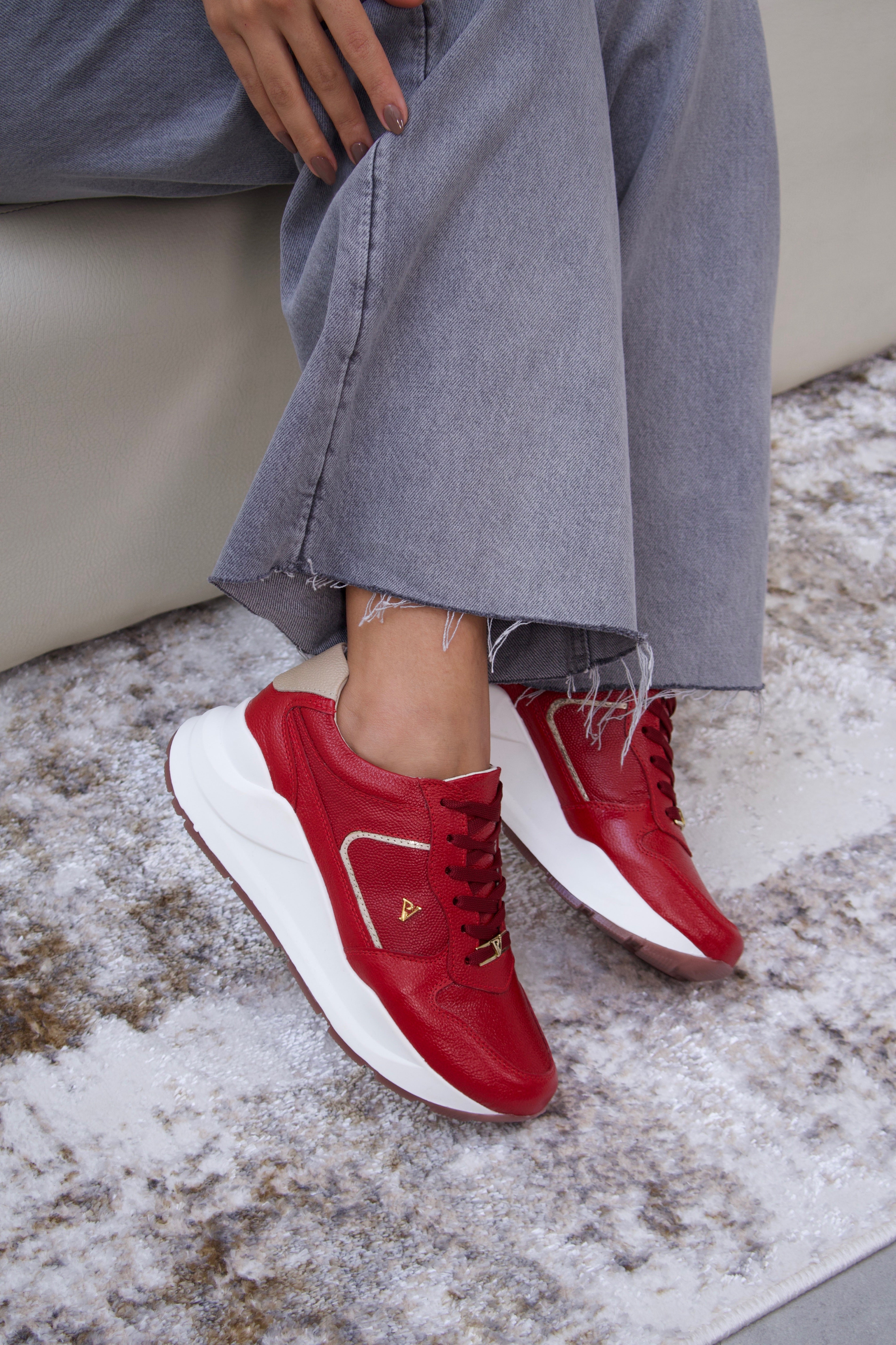 Romeo rojo tenis en cuero dakota