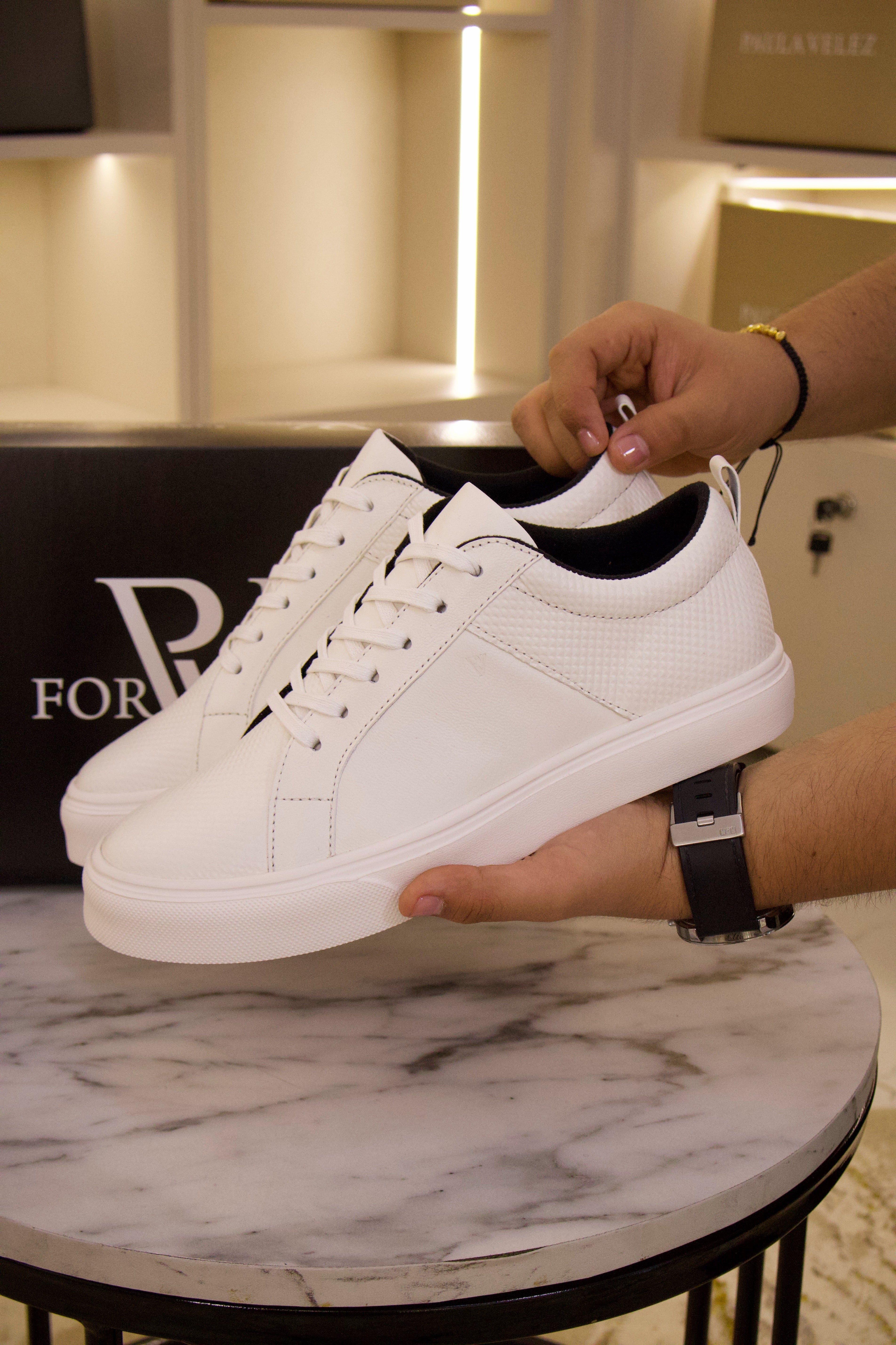 Tenis Cooper en cuero Blanco