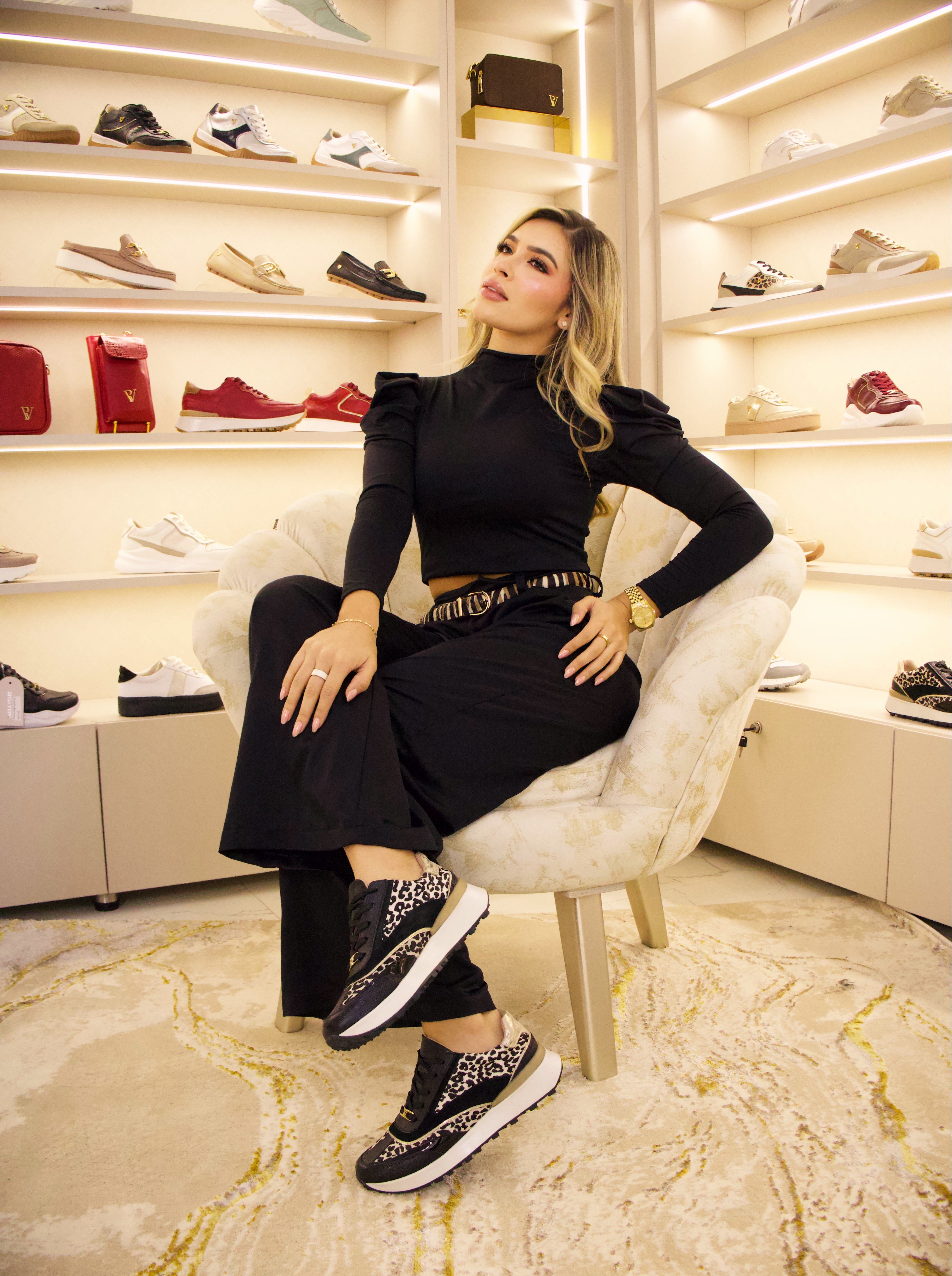 Tenis de cuero Bariloche Negro Folia luxury