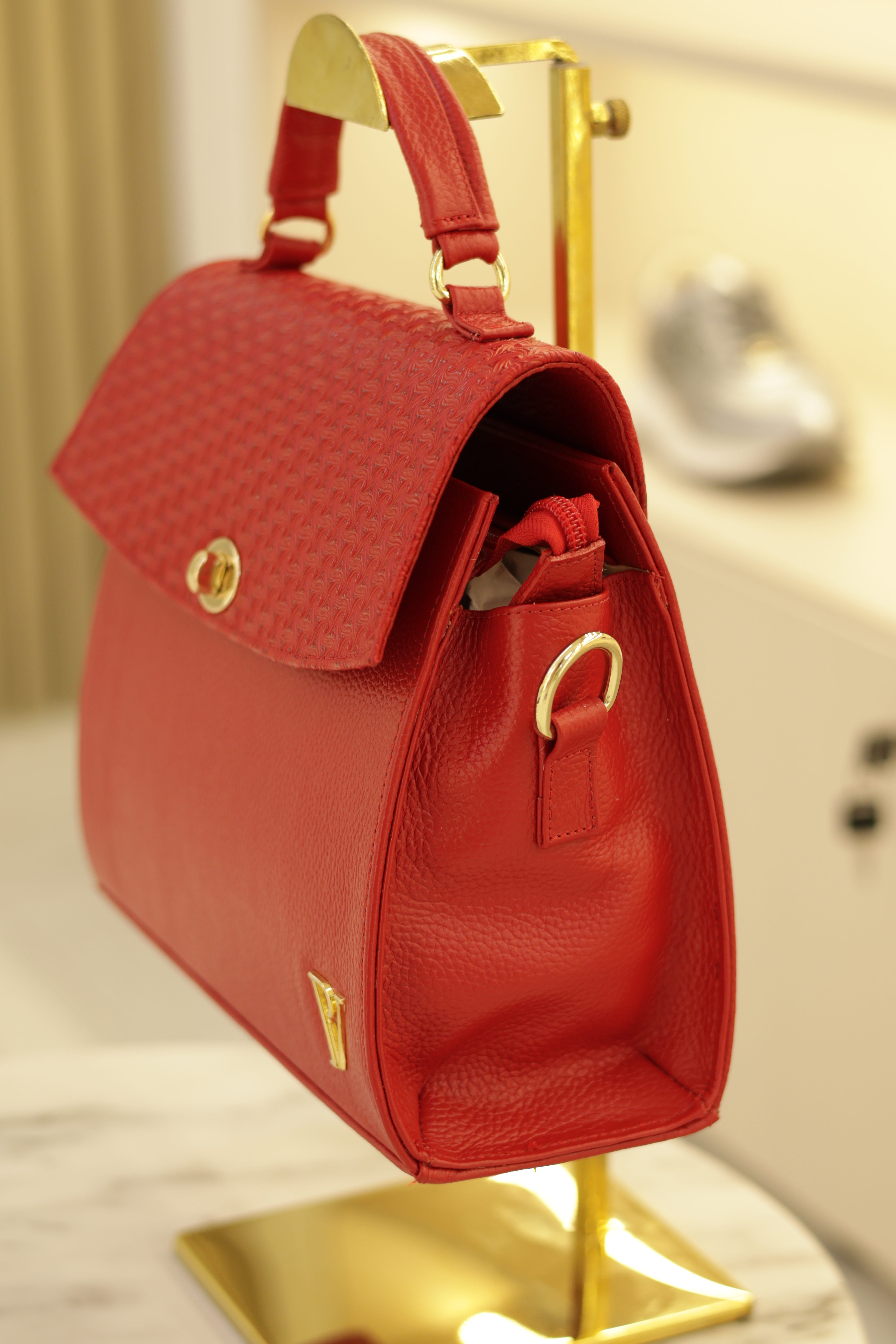 Bolso de cuero rojo ck