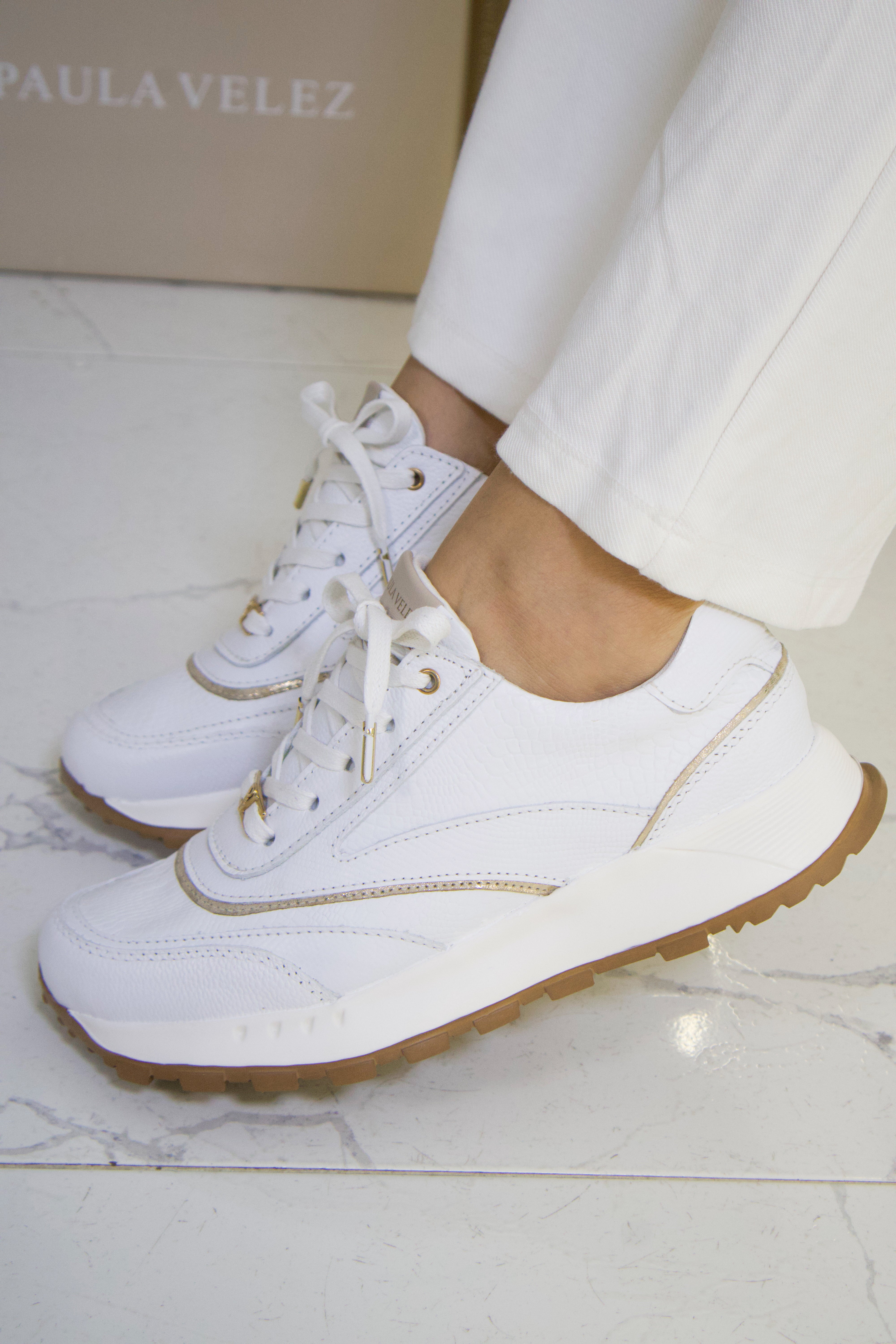 Tenis Bariloche Blanco Oro Nadal en cuero