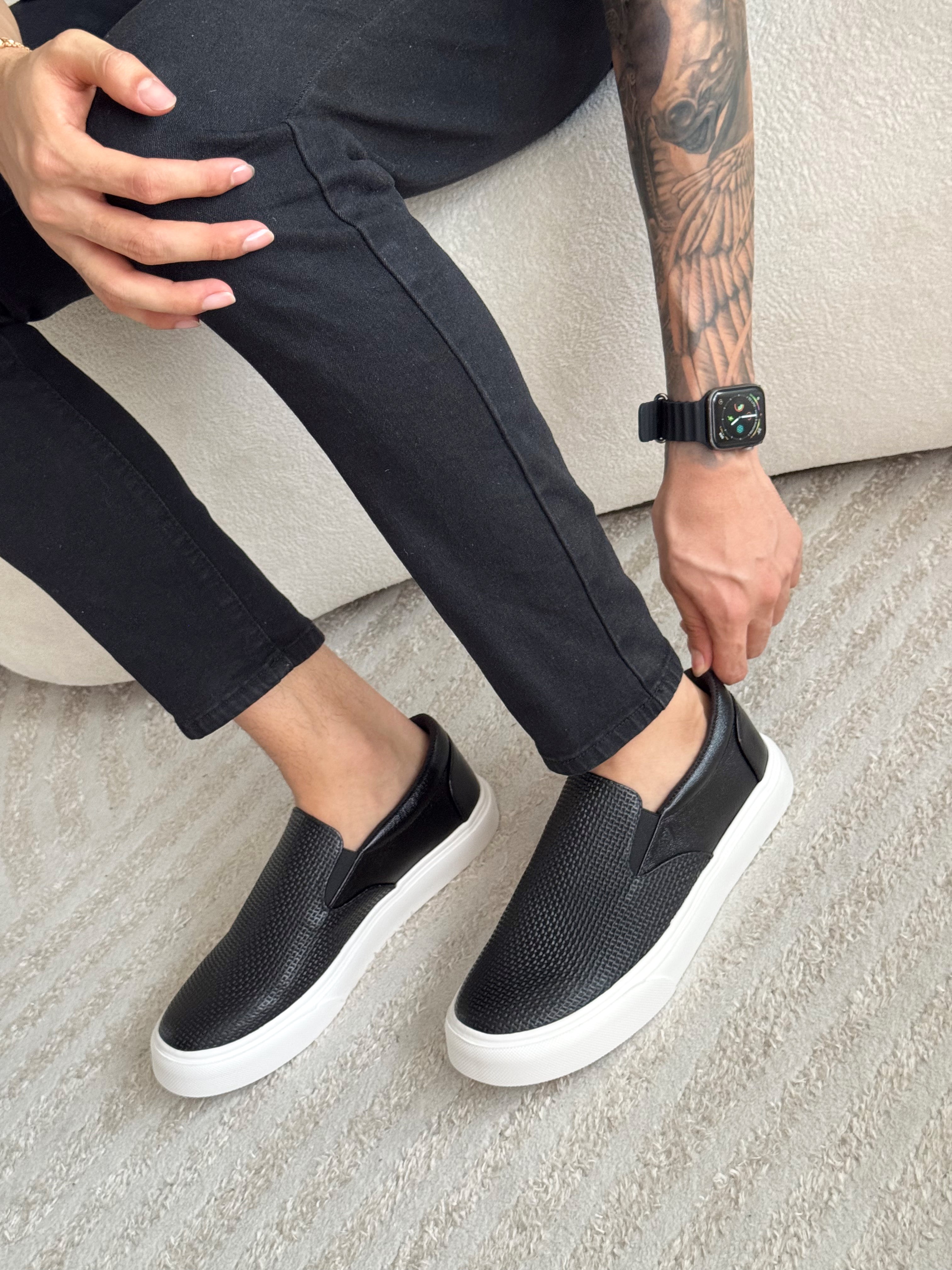 Tenis de hombre Lecco en cuero NEGRO