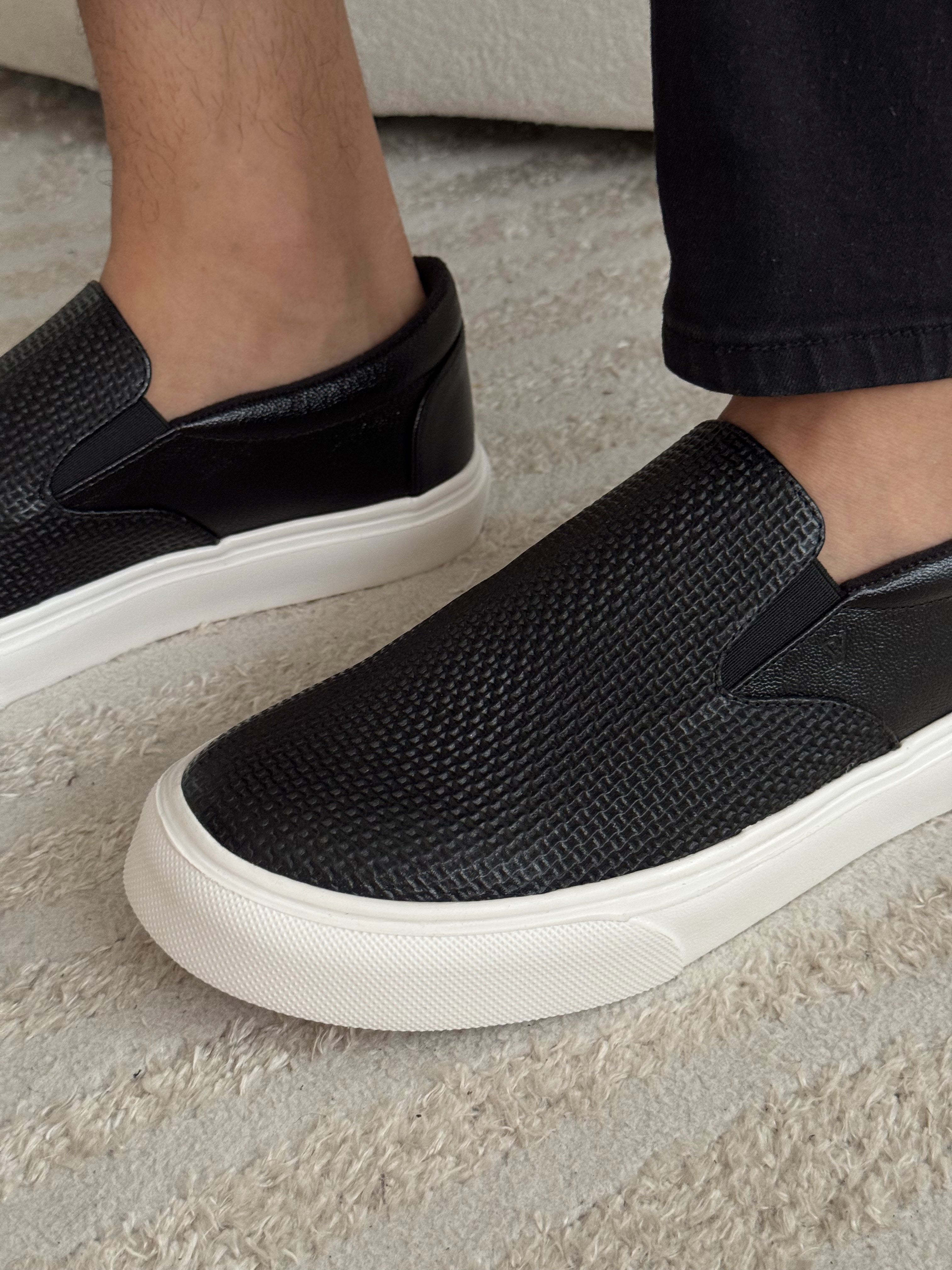 Tenis de hombre Lecco en cuero NEGRO