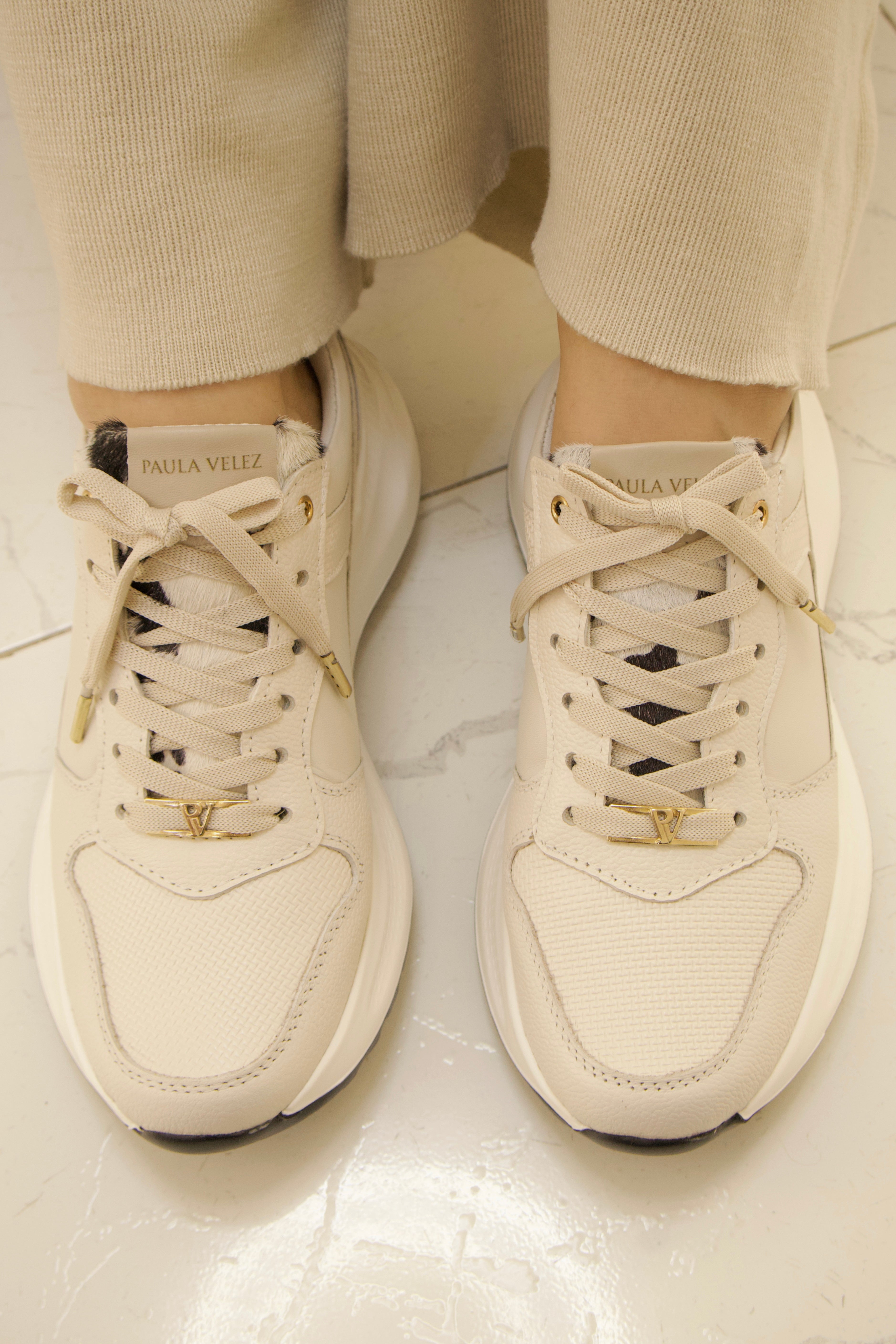 Tenis de cuero Romeo avena verde panda