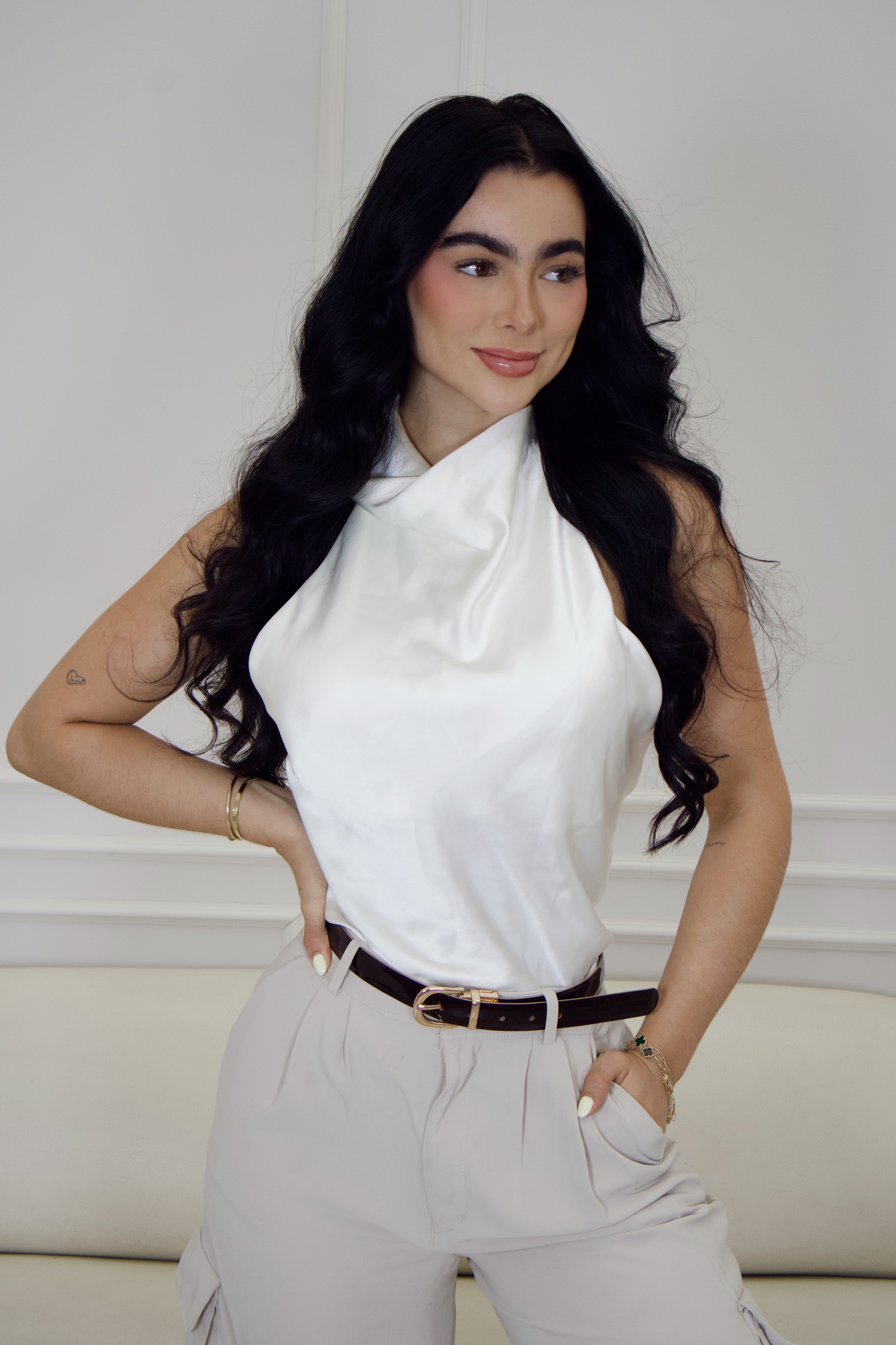 Cinturón doble faz cafe charol champán