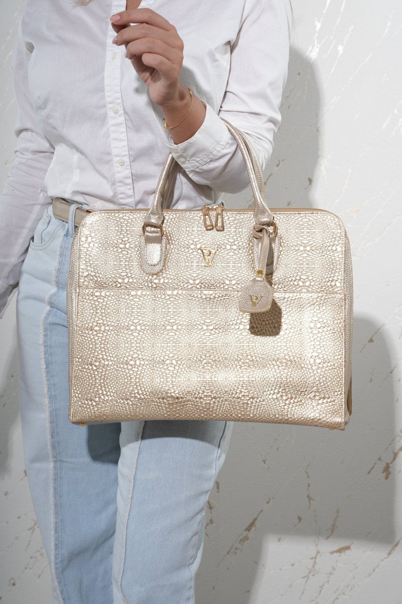 Bolso Ejecutivo en Cuero Champan - PAULA VELEZ