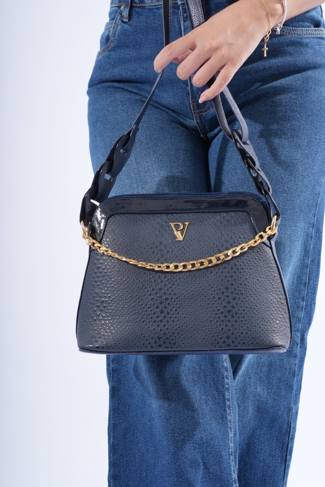 Bolso Zara Azul en Cuero - PAULA VELEZ
