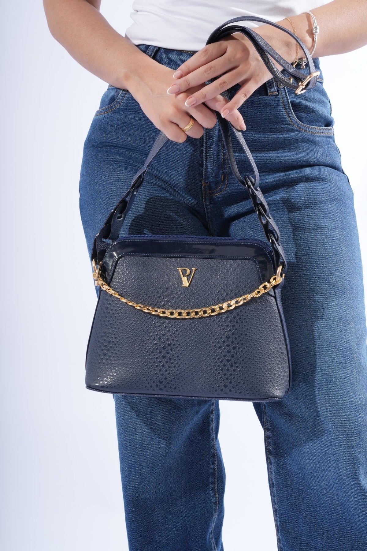 Bolso Zara Azul en Cuero - PAULA VELEZ