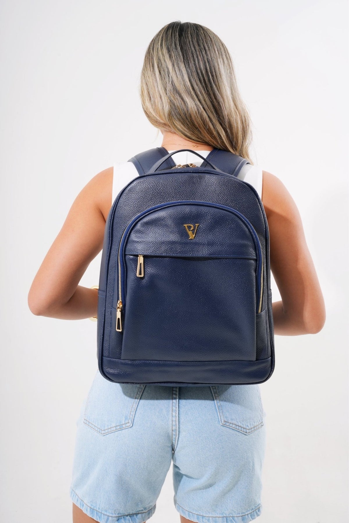 Morral azul oscuro en cuero - PAULA VELEZ