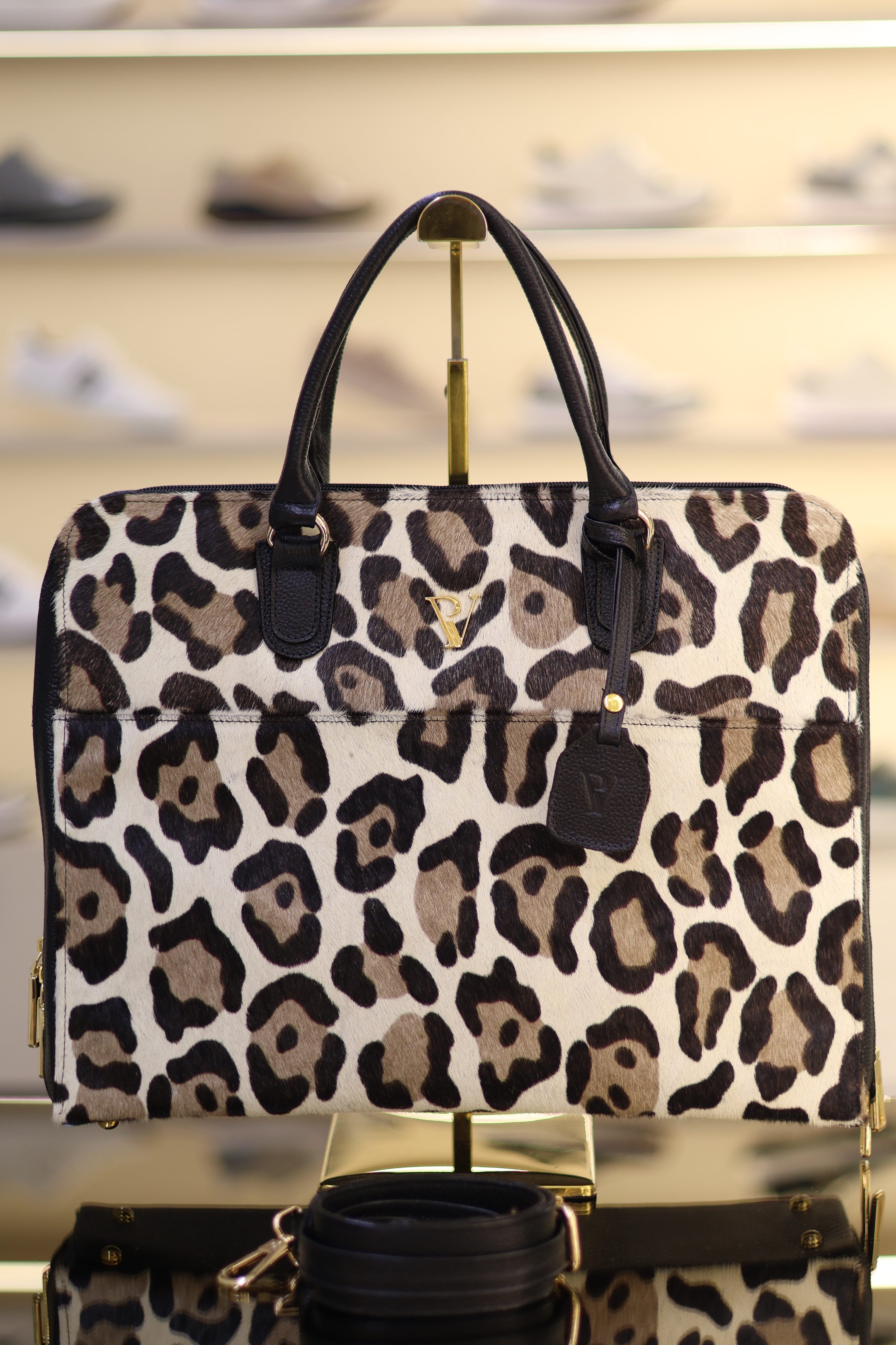 Bolso de cuero ejecutivo animal print