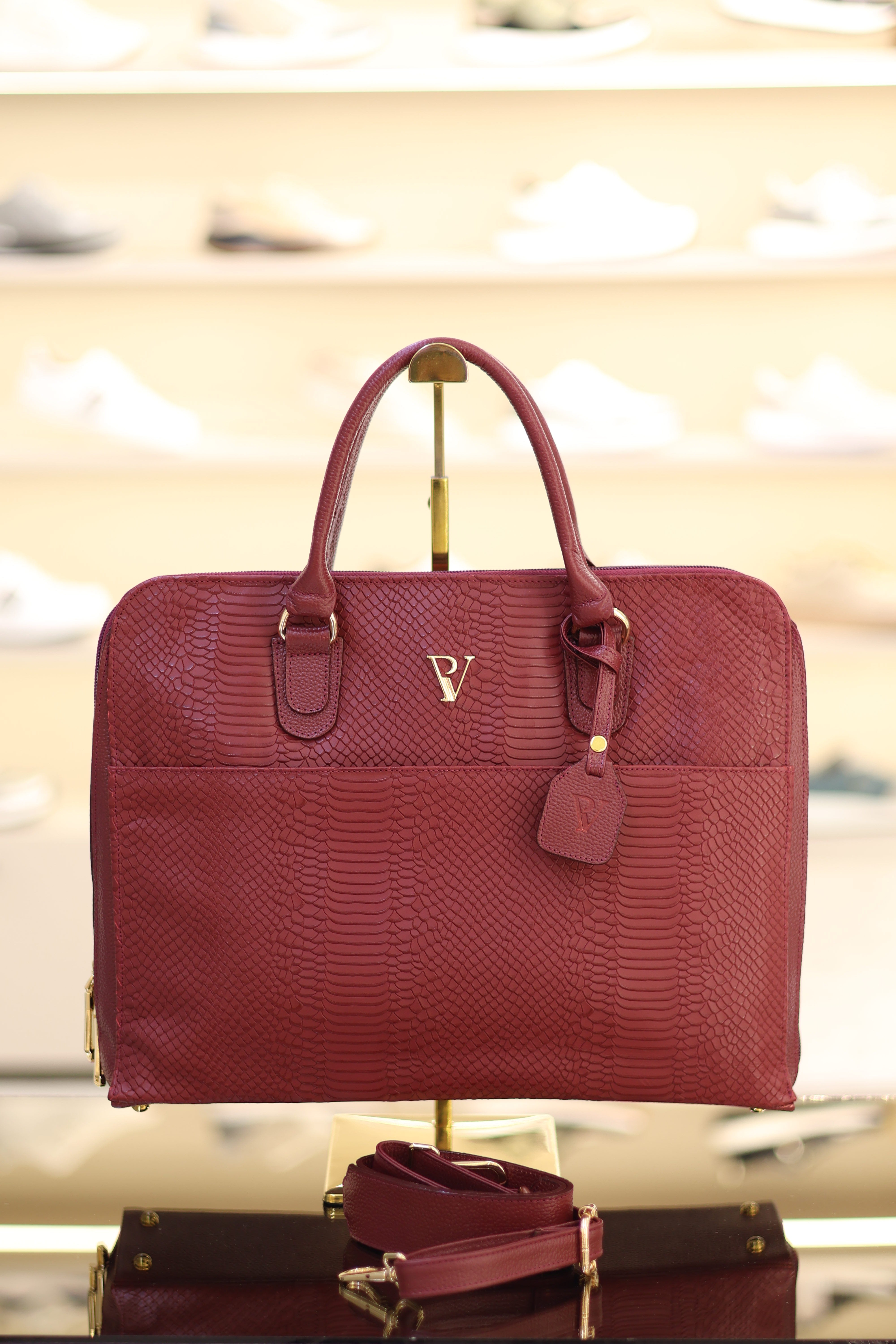 Bolso de cuero ejecutivo Borgoña