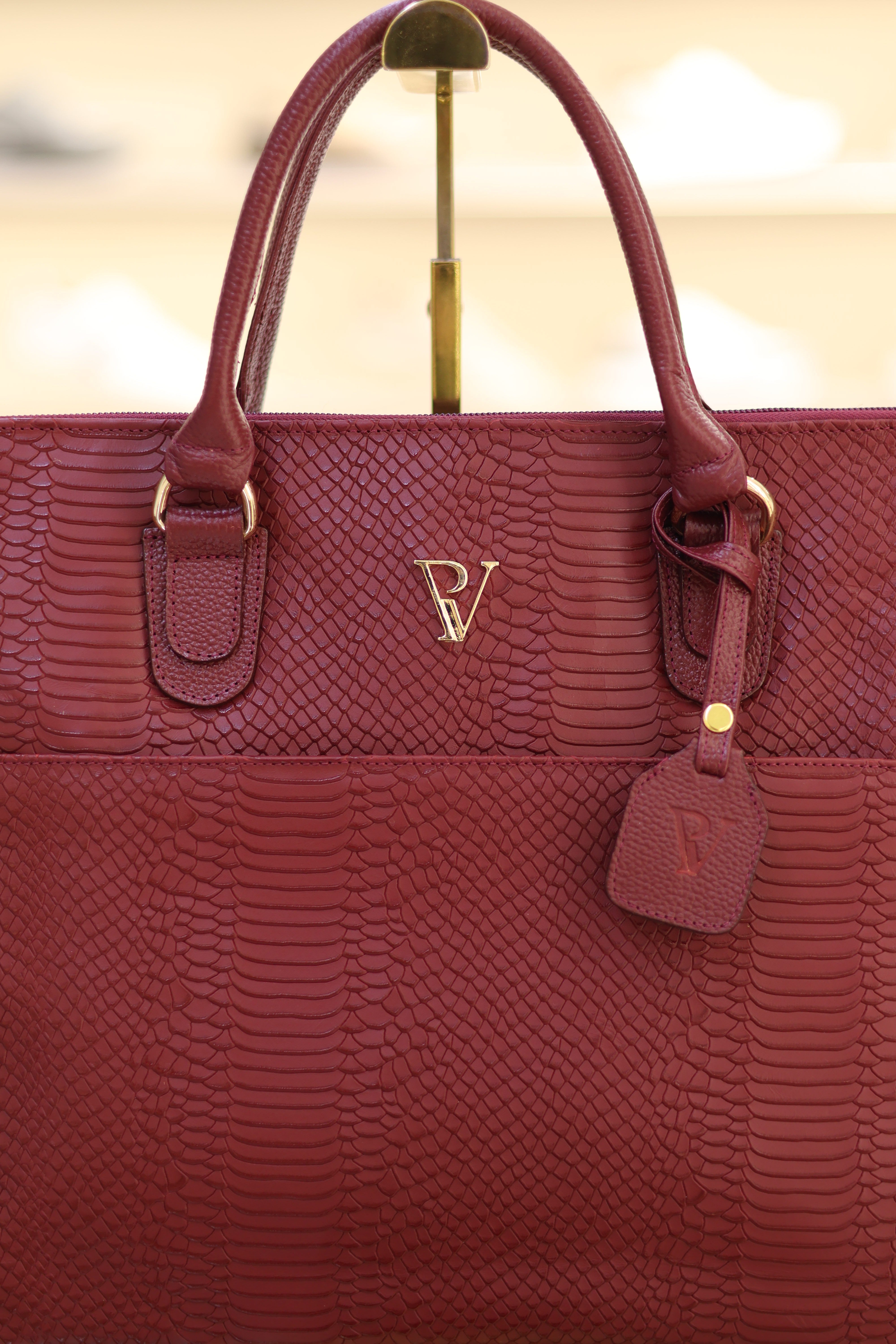 Bolso de cuero ejecutivo Borgoña