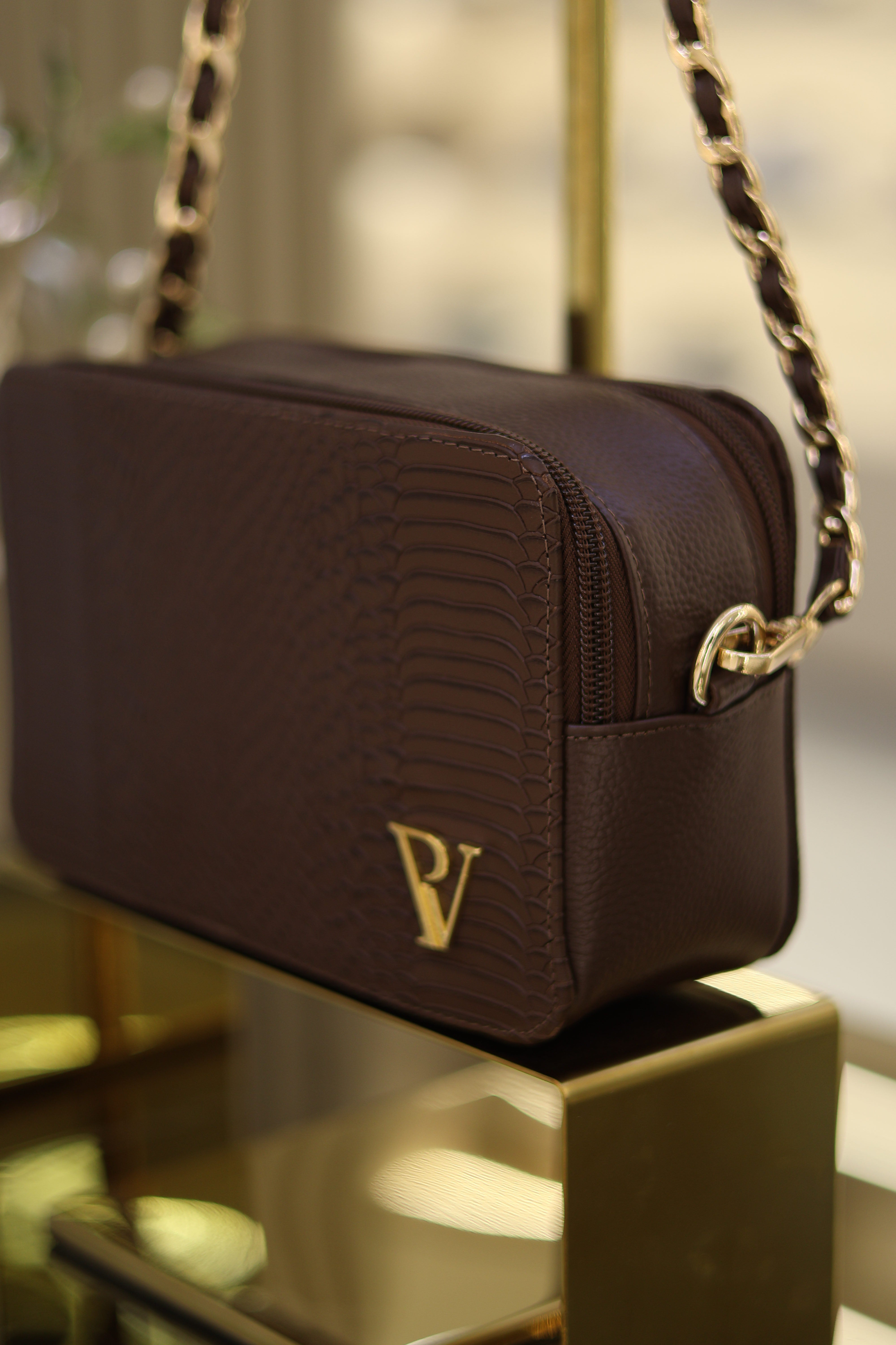 Bolso Emily Cafe en cuero