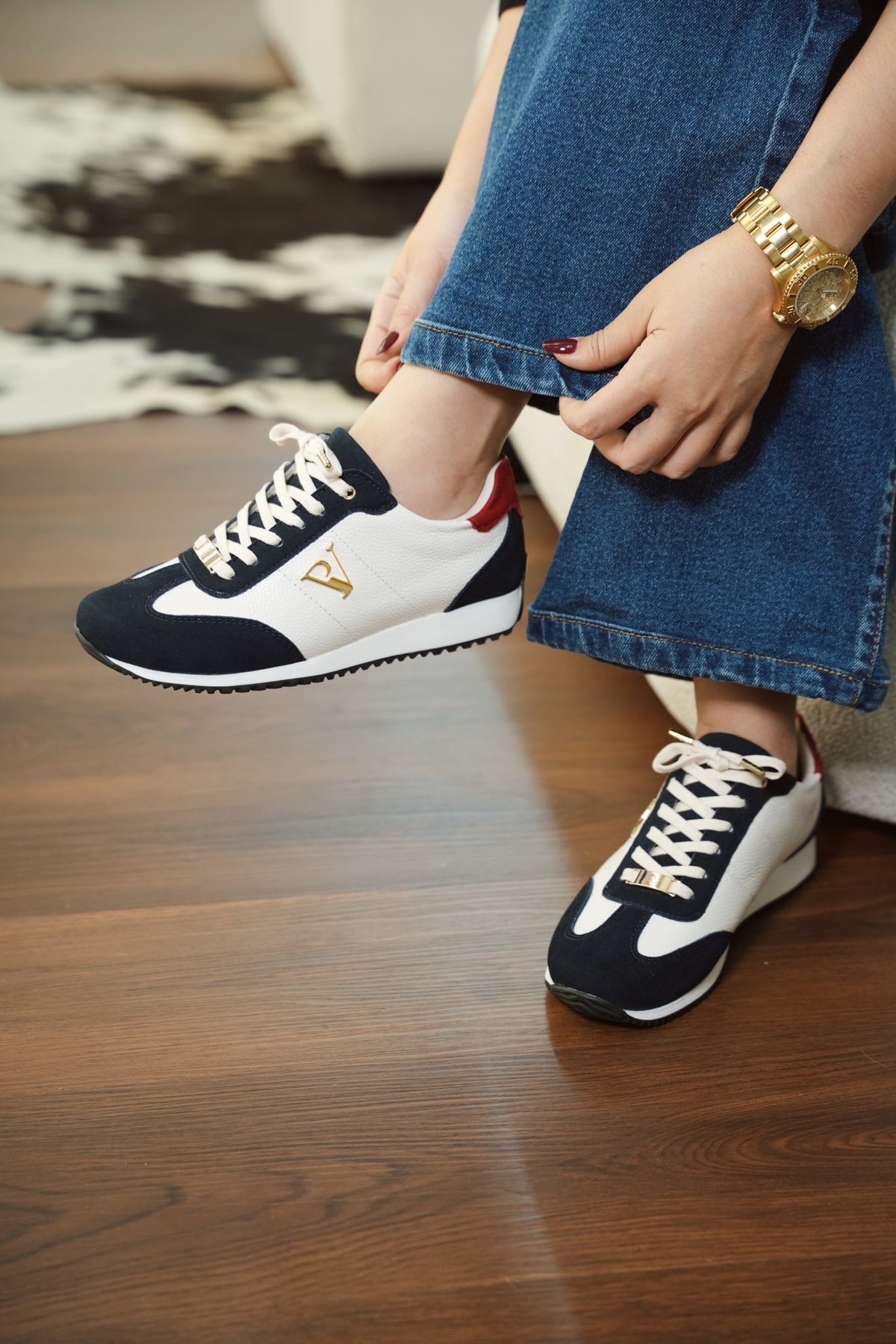 Tenis Milán azul talco tomy en cuero - PAULA VELEZ