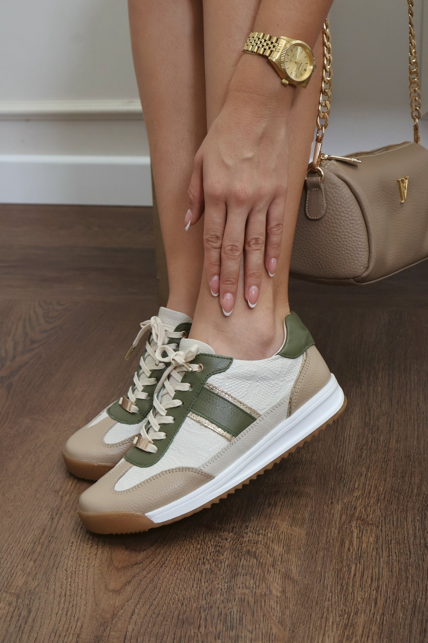 Tenis Milán Taupe Verde SL - PAULA VELEZ