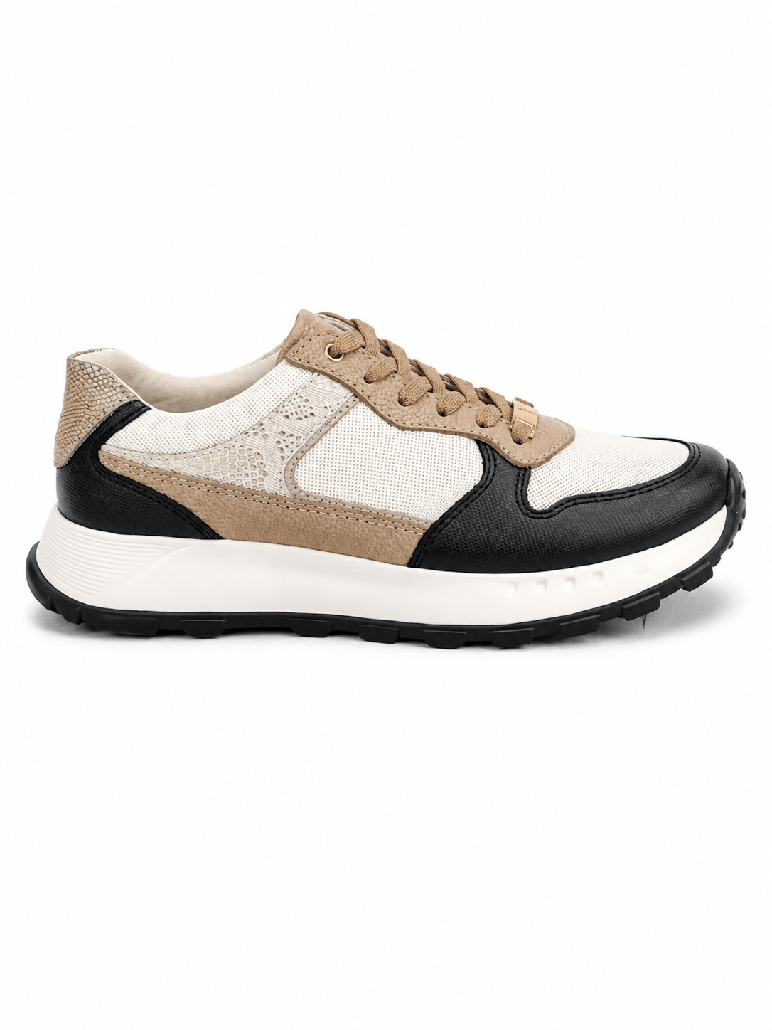 Tenis Romeo Negro Marfil en Cuero - PAULA VELEZ